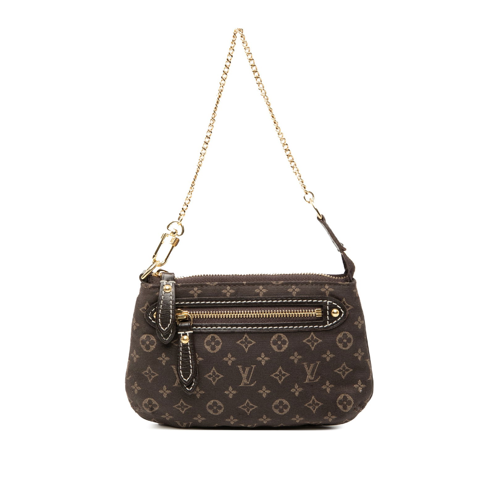 Louis Vuitton Monogram Idylle Fabric Mini Pochette Crossbody Bag: Louis Vuitton Monogram Idylle Fabric Mini Pochette Crossbody Bag This Louis Vuitton Monogram Idylle Mini Pochette Accessoires features a monogram idylle fabric body with leather trim, a chain link han