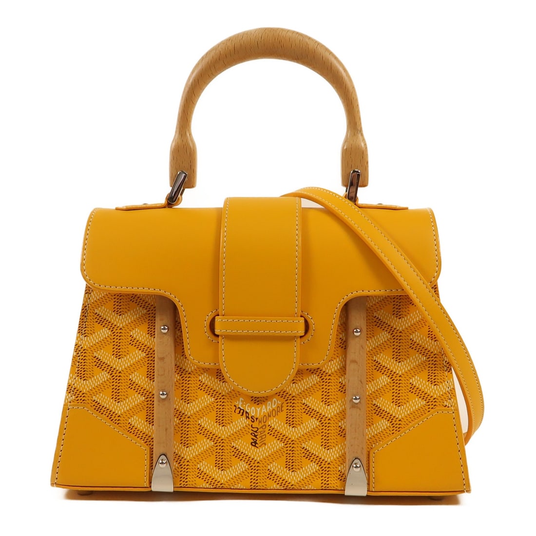 GOYARD Saigon Souple Mini Yellow 2 Way Shoulder Bag PVC Canvas Calfskin: GOYARD Saigon Souple Mini Yellow 2 Way Shoulder Bag PVC Canvas Calfskin The GOYARD Saigon Souple Mini 2 Way Bag is a stylish and versatile accessory crafted from durable PVC coated canvas with luxurio