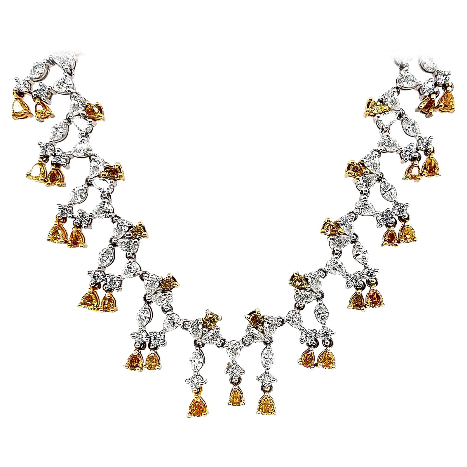 25.17ct Yellow White Diamond Necklace 18k Gold (1 of 4)