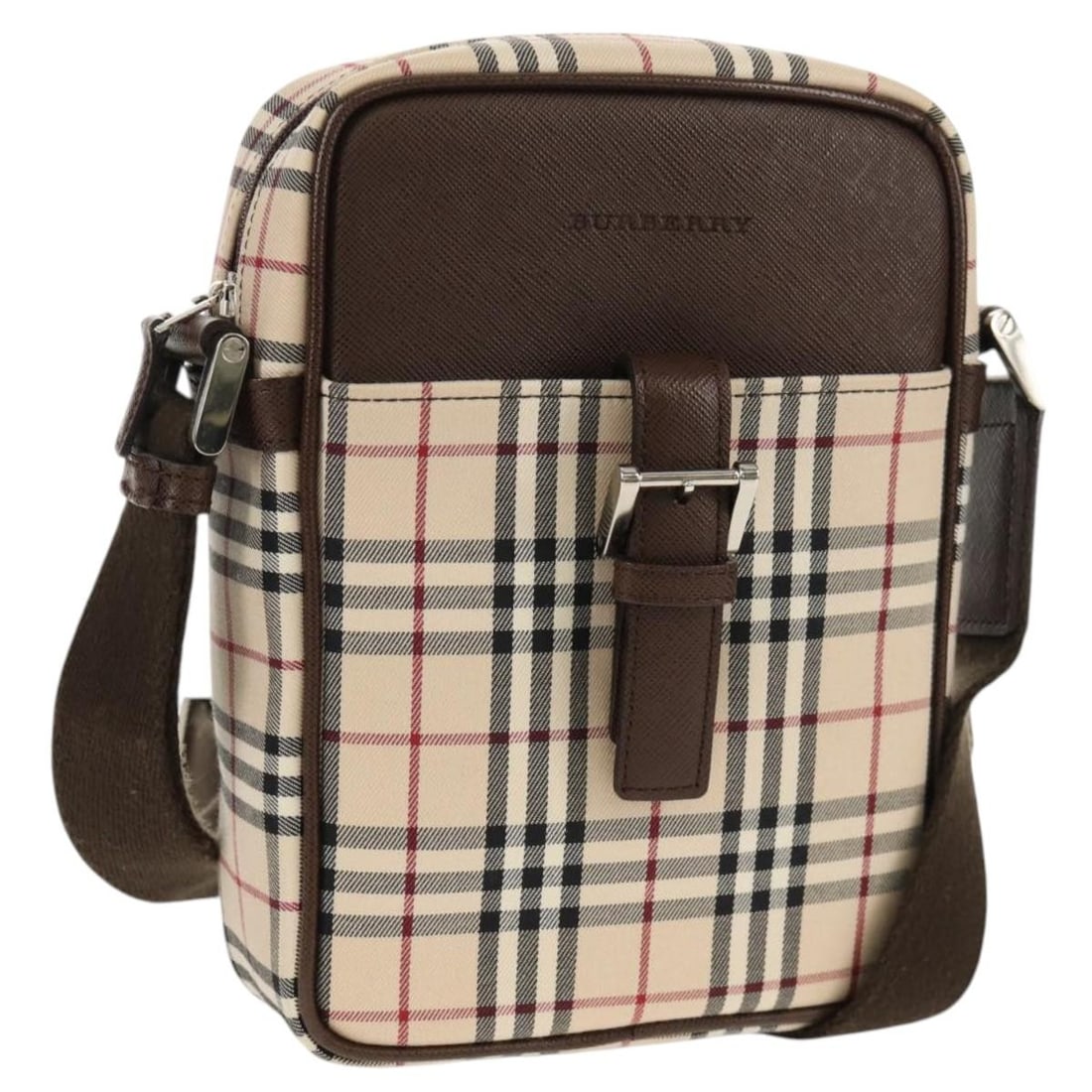 BURBERRY Nova Check Beige Silver Canvas Shoulder Bag Authentic AM9514V: BURBERRY Nova Check Beige Silver Canvas Shoulder Bag Authentic AM9514V This stylish Burberry Nova Check Shoulder Bag is crafted from high-quality canvas in a sophisticated beige and silver color combi