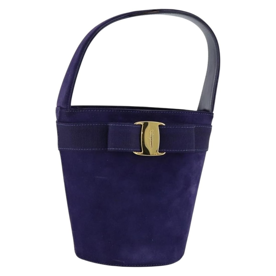 Salvatore Ferragamo Vala Purple Gold Suede Hand Bag Authenticated: Salvatore Ferragamo Vala Purple Gold Suede Hand Bag Authenticated Elevate your style with this Salvatore Ferragamo Vala Hand Bag, expertly crafted in Italy from luxurious purple suede. This sophistica