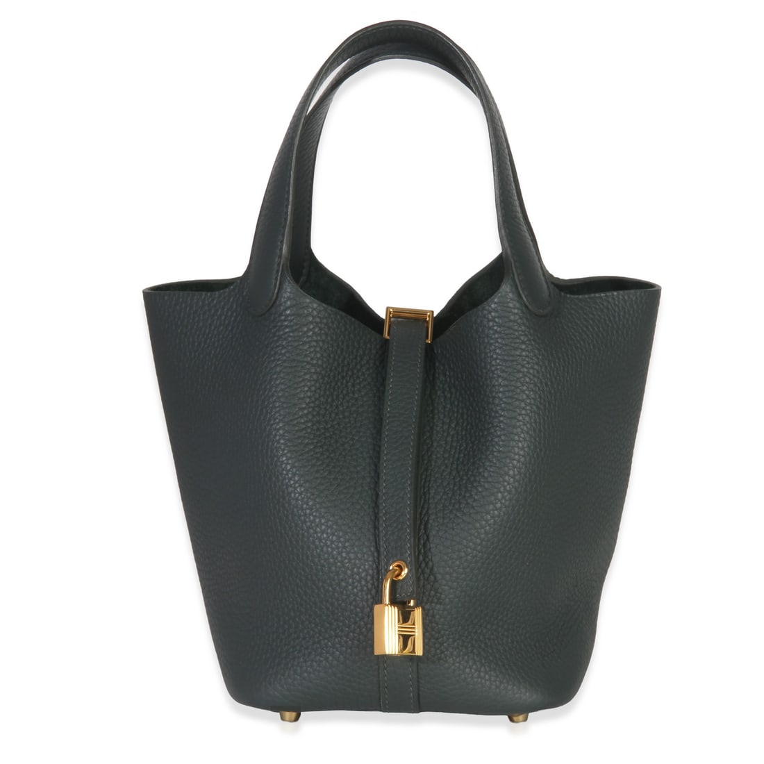 Hermes Picotin Lock 18 PM Green Leather Top Handle Bag Gold Hardware (1 of 9)