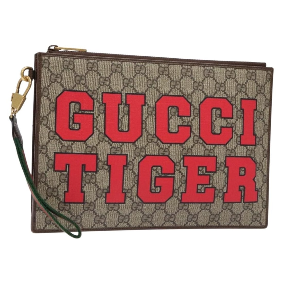 Gucci Web Sherry Line Beige PVC Clutch Bag Italy 30cm: Gucci Web Sherry Line Beige PVC Clutch Bag Italy 30cm This Gucci Vintage Web Sherry Line handbag is crafted from beige PVC and features a classic clutch silhouette. Designed for women, it offers a tim