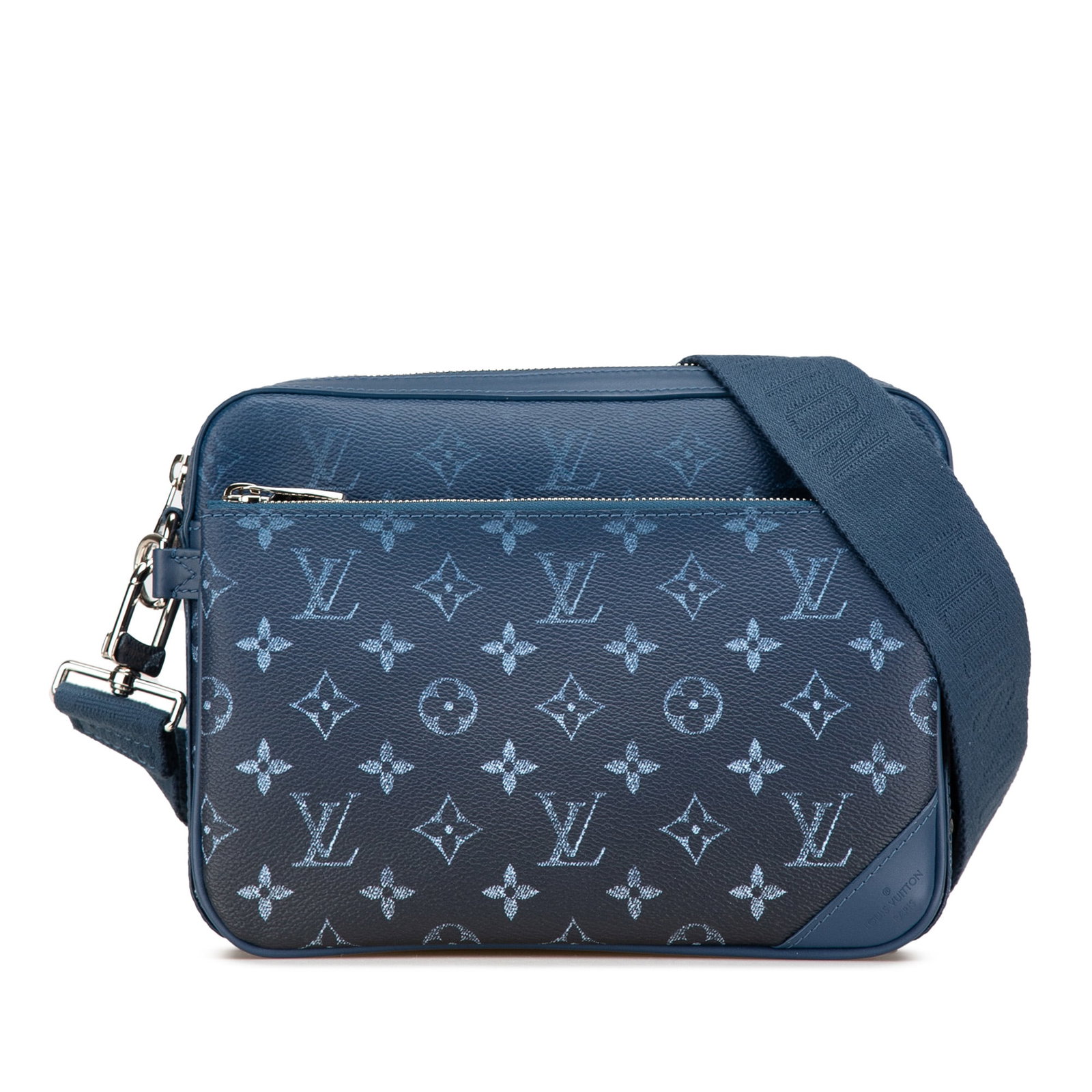 Louis Vuitton Monogram Gradient Trio Messenger Blue Canvas Bag: Louis Vuitton Monogram Gradient Trio Messenger Blue Canvas Bag The Louis Vuitton Monogram Gradient Trio Messenger is a stylish and functional bag crafted from monogram gradient canvas with leather tri