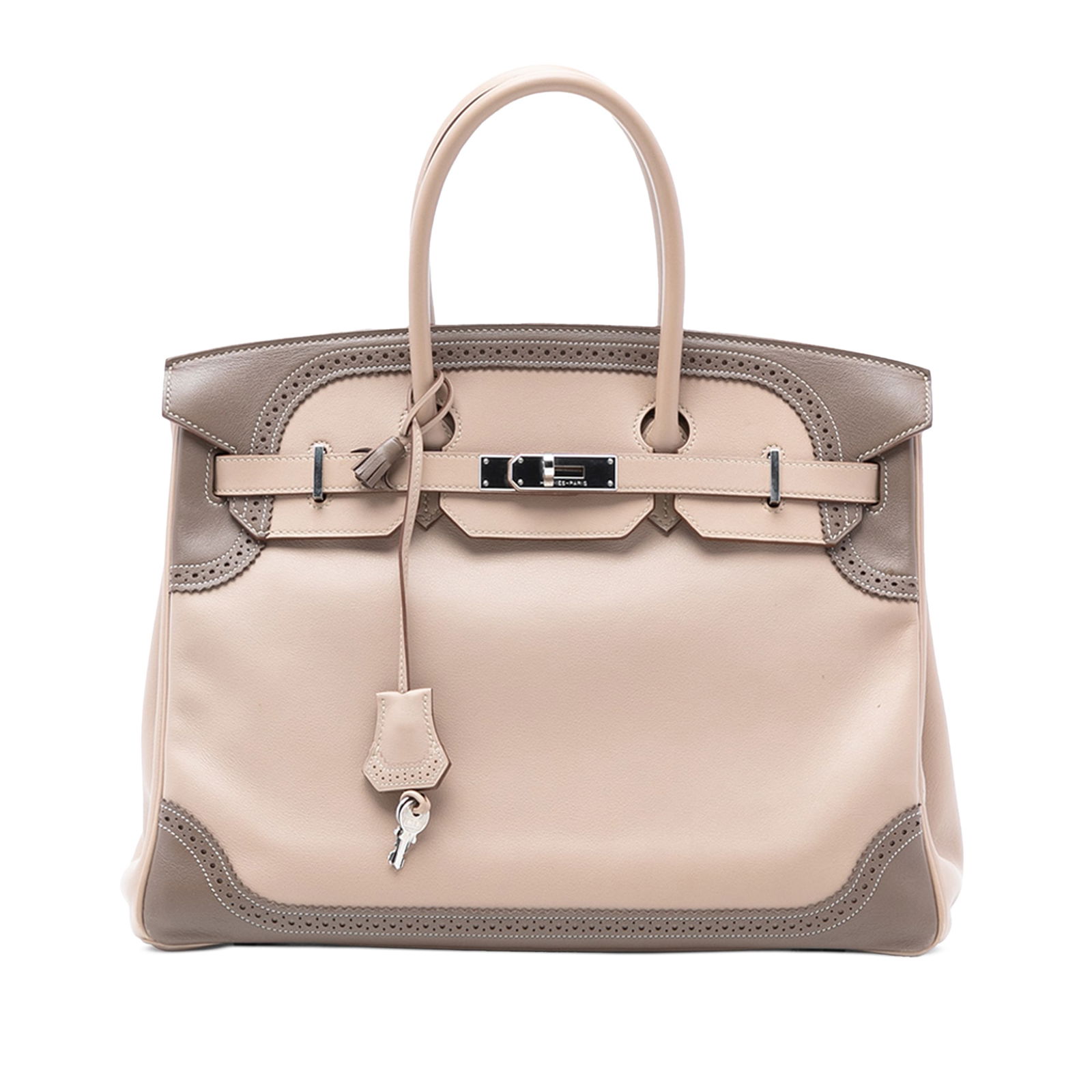 Hermes Birkin 35 Swift Ghillies Retourne Handbag in Argile and Etoupe (1 of 7)