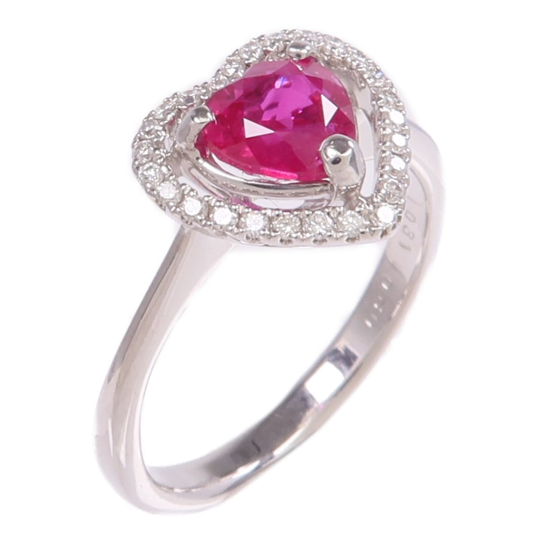 18K White Gold Ring with Ruby and Diamond Size 5.75 (1 of 9)