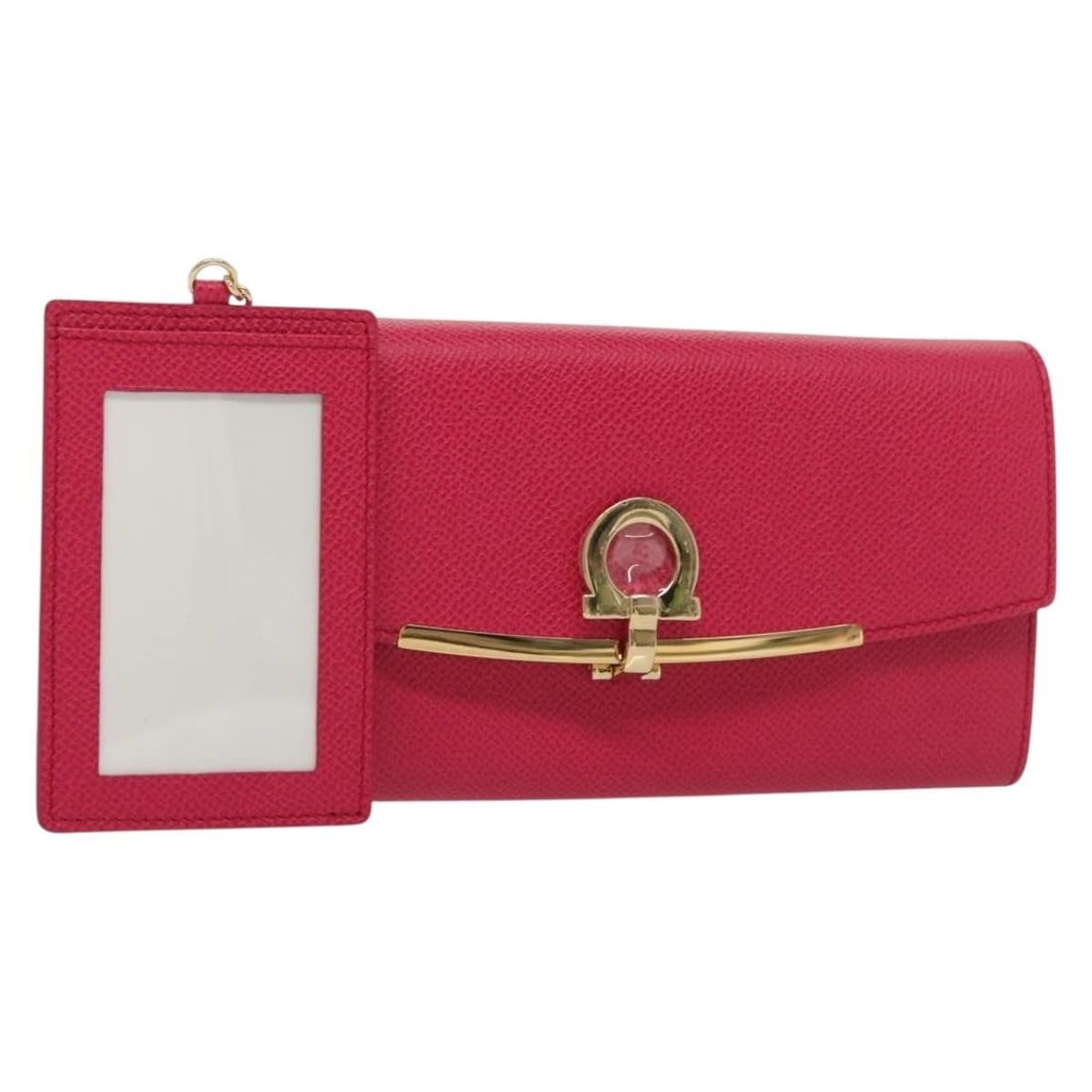Salvatore Ferragamo Pink Gold Leather Long Wallet Auth Italy: Salvatore Ferragamo Pink Gold Leather Long Wallet Auth Italy This exquisite Salvatore Ferragamo Gancini Long Wallet is crafted from premium leather and features a chic pink and gold color