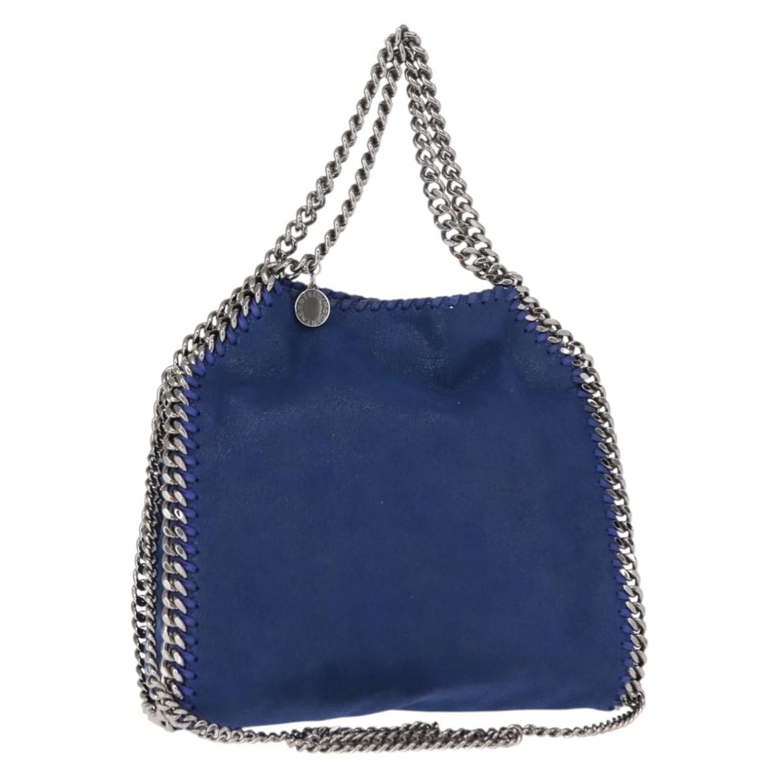 Stella McCartney Falabella Fold Over Blue Polyester Crossbody Bag: Stella McCartney Falabella Fold Over Blue Polyester Crossbody Bag This Stella McCartney Falabella Fold Over Crossbody Bag features a blue polyester exterior with a fold-over design and chain detailing