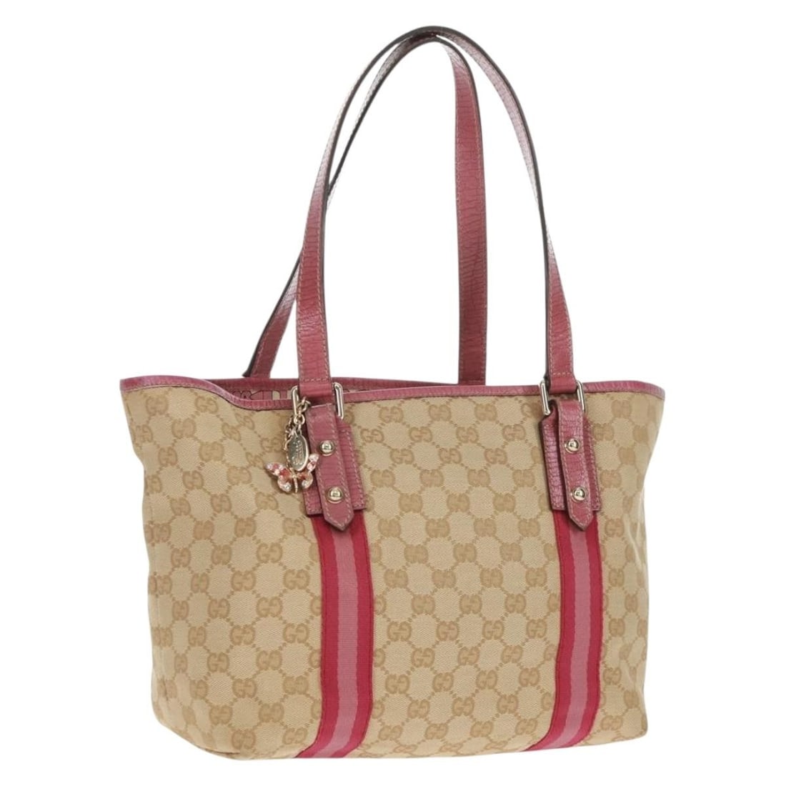 Beige Gold GG Canvas Gucci Sherry Line Tote 137396 with Dust Bag: Beige Gold GG Canvas Gucci Sherry Line Tote 137396 with Dust Bag This Gucci GG Canvas Sherry Line tote bag features a beige and gold GG canvas exterior with gold-tone accents. The bag is designed with