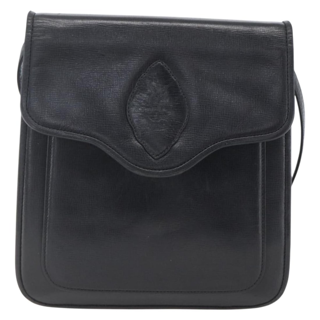 Black Leather Vintage Saint Laurent Shoulder Bag 21cm: Black Leather Vintage Saint Laurent Shoulder Bag 21cm This vintage Saint Laurent shoulder bag for women is crafted from black leather with a compact square silhouette. The bag features a shoulder stra