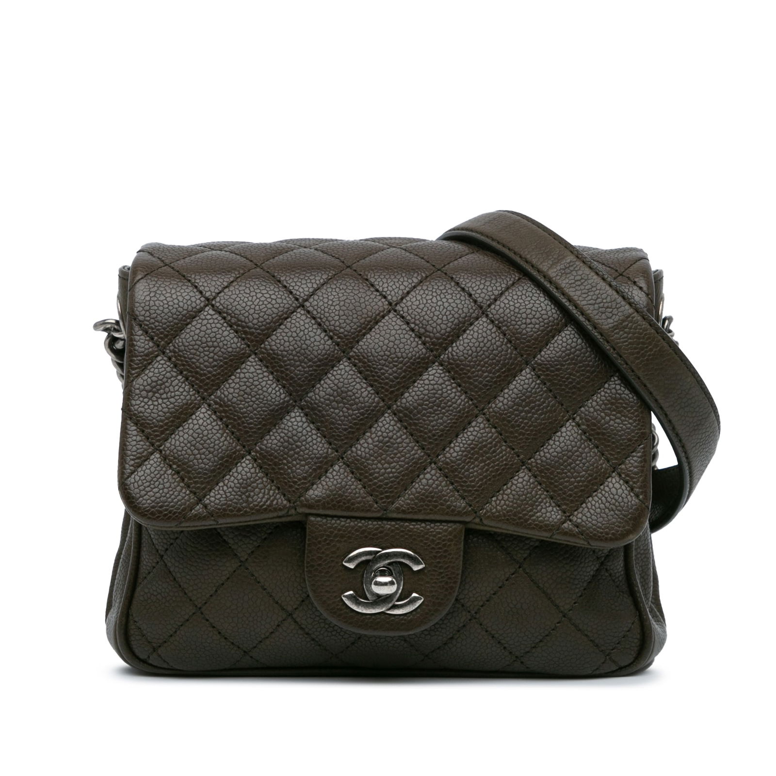 Chanel CC Quilted Caviar Brown Crossbody Bag (1 of 10)