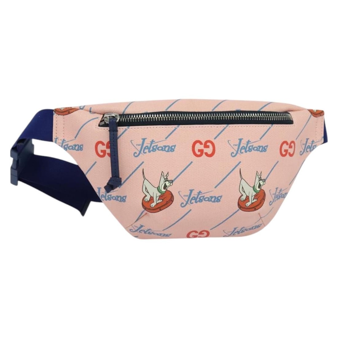 Gucci Pink PVC Kids Belt Bag Featuring The Jetsons Design: Gucci Pink PVC Kids Belt Bag Featuring The Jetsons Design This Gucci children's belt bag features a pink PVC exterior with metal fittings. Designed for females, it offers a compact size suitable for y