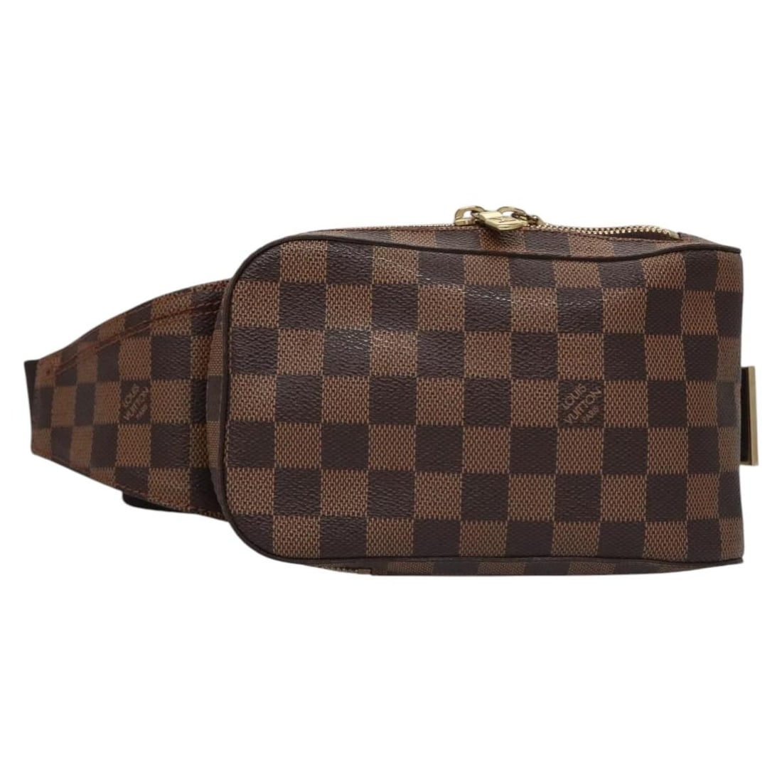 Geronimos Damier Canvas Waist Bag by Louis Vuitton Unisex: Geronimos Damier Canvas Waist Bag by Louis Vuitton Unisex The Louis Vuitton Geronimos waist bag in Damier canvas is a unisex accessory with brown tones. It features metal fittings and a shoulder strap