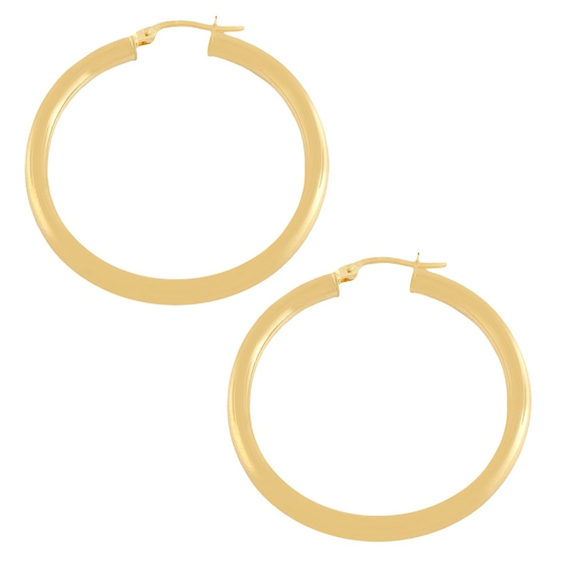Elegant 14K Yellow Gold Round Tube Hoop Earrings (1 of 3)