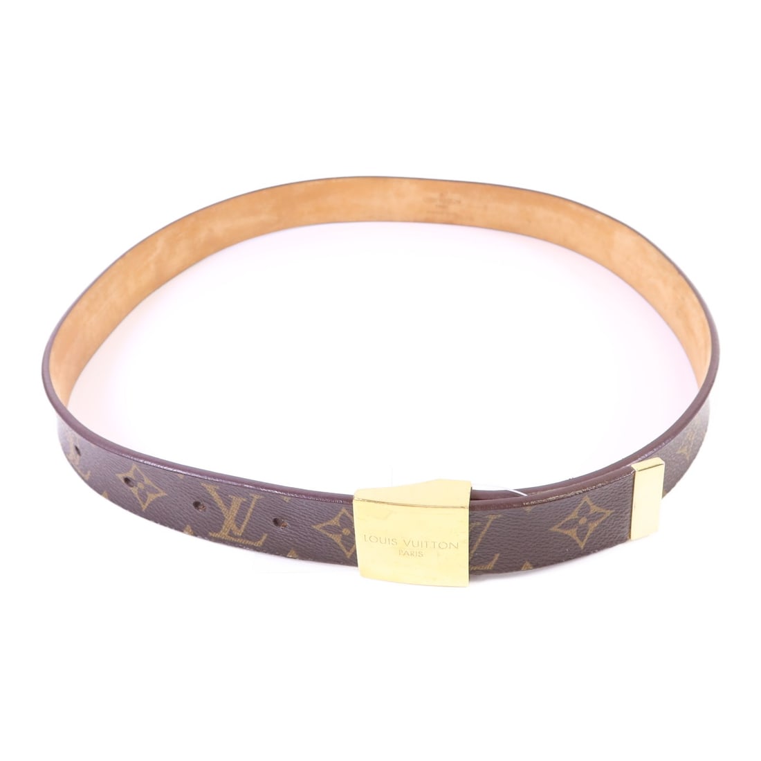 Monogram Brown Belt by Louis Vuitton with Gold Tone Hardware M6800 (1 of 18)