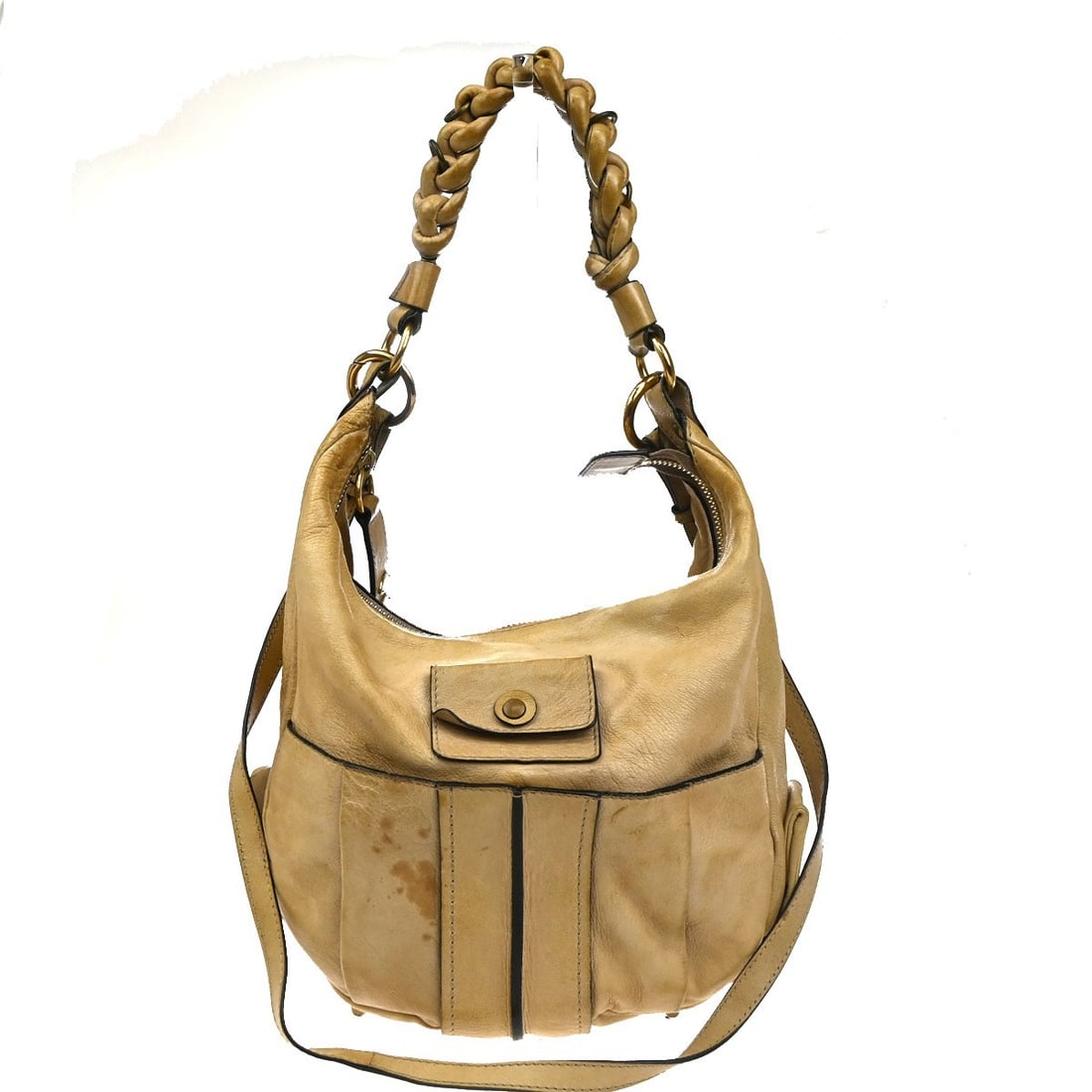 Heloise Hobo Beige Leather Shoulder Bag by Chloe Italy: Heloise Hobo Beige Leather Shoulder Bag by Chloe Italy This is a Chloe Heloise Hobo handbag crafted from beige leather. Designed for women, it features a spacious interior and a classic hobo shape. Th