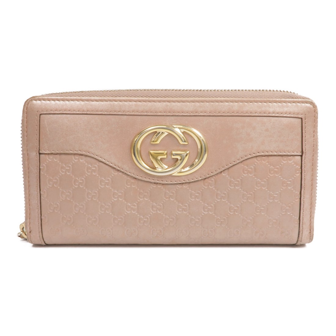 Gucci Pink Calfskin Around Zip Long Wallet with Gold Hardware (1 of 18)