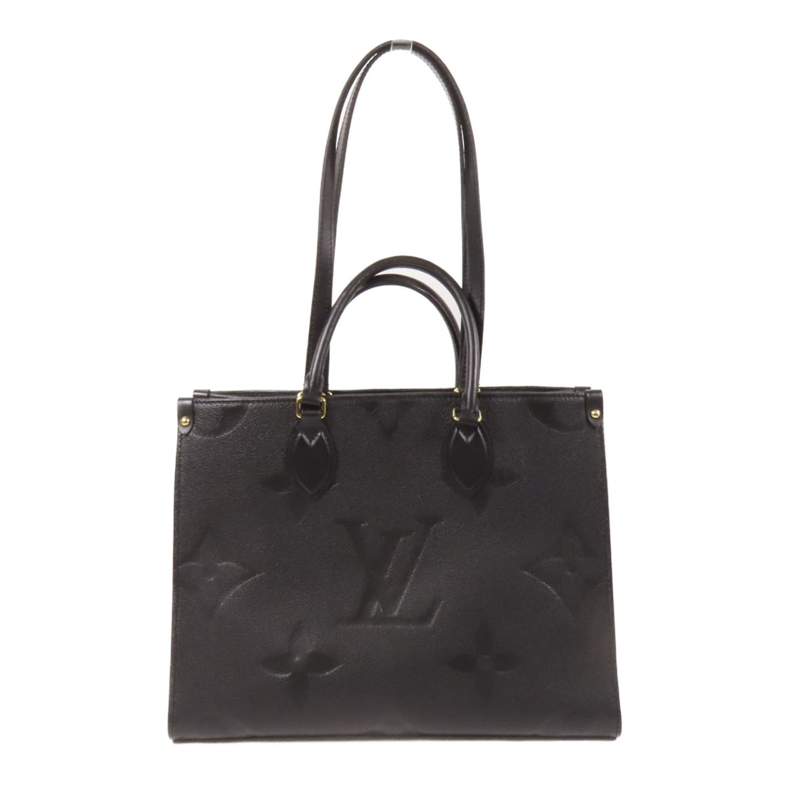 LOUIS VUITTON On The Go MM 2 Way Bag M45595 Black Calfskin: LOUIS VUITTON On The Go MM 2 Way Bag M45595 Black Calfskin Elevate your style with the LOUIS VUITTON On The Go MM 2 Way Bag, crafted from luxurious calfskin leather in a sleek black finish. This versa