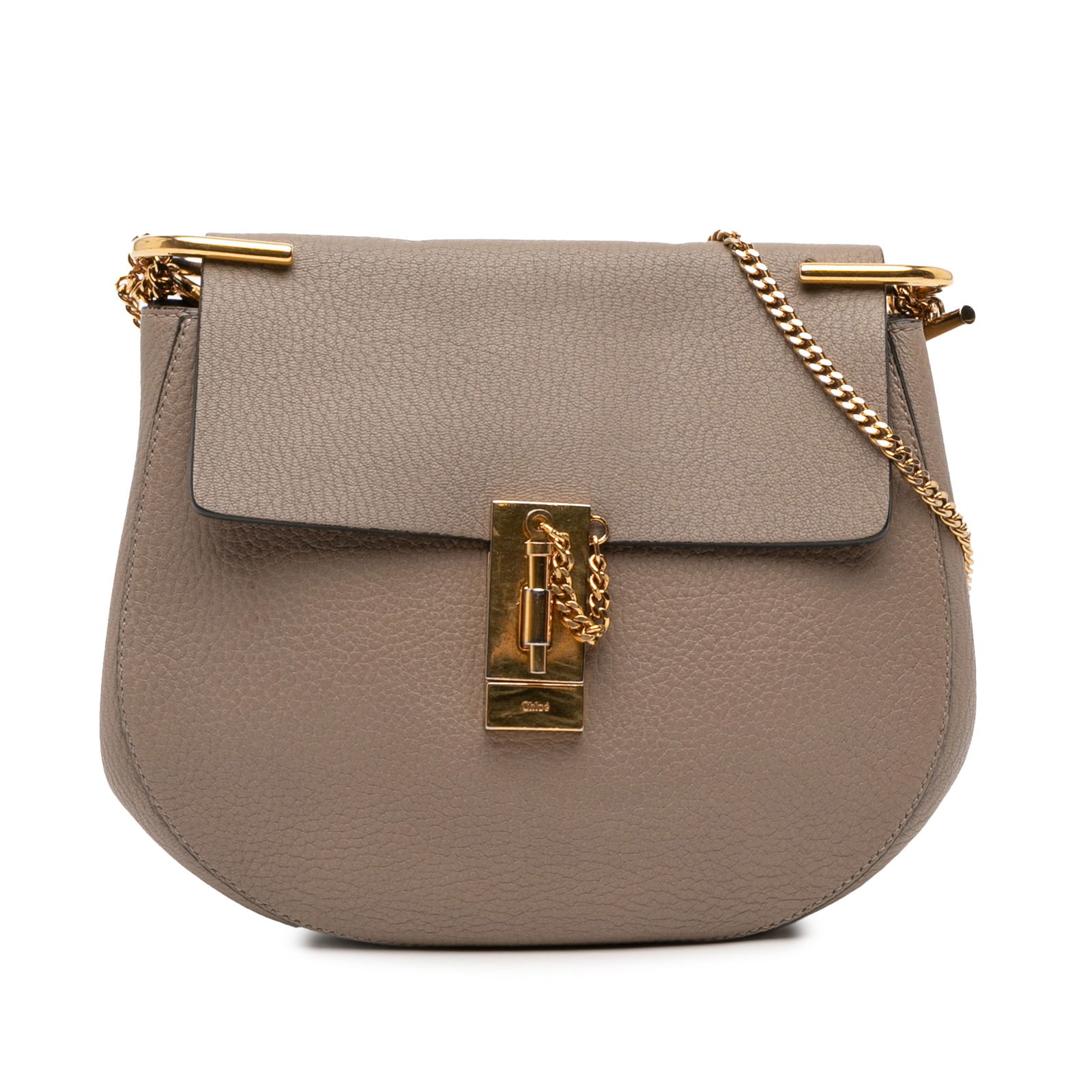 Chloe Drew Small Brown Leather Crossbody Bag with Gold Chain Strap (1 of 11)