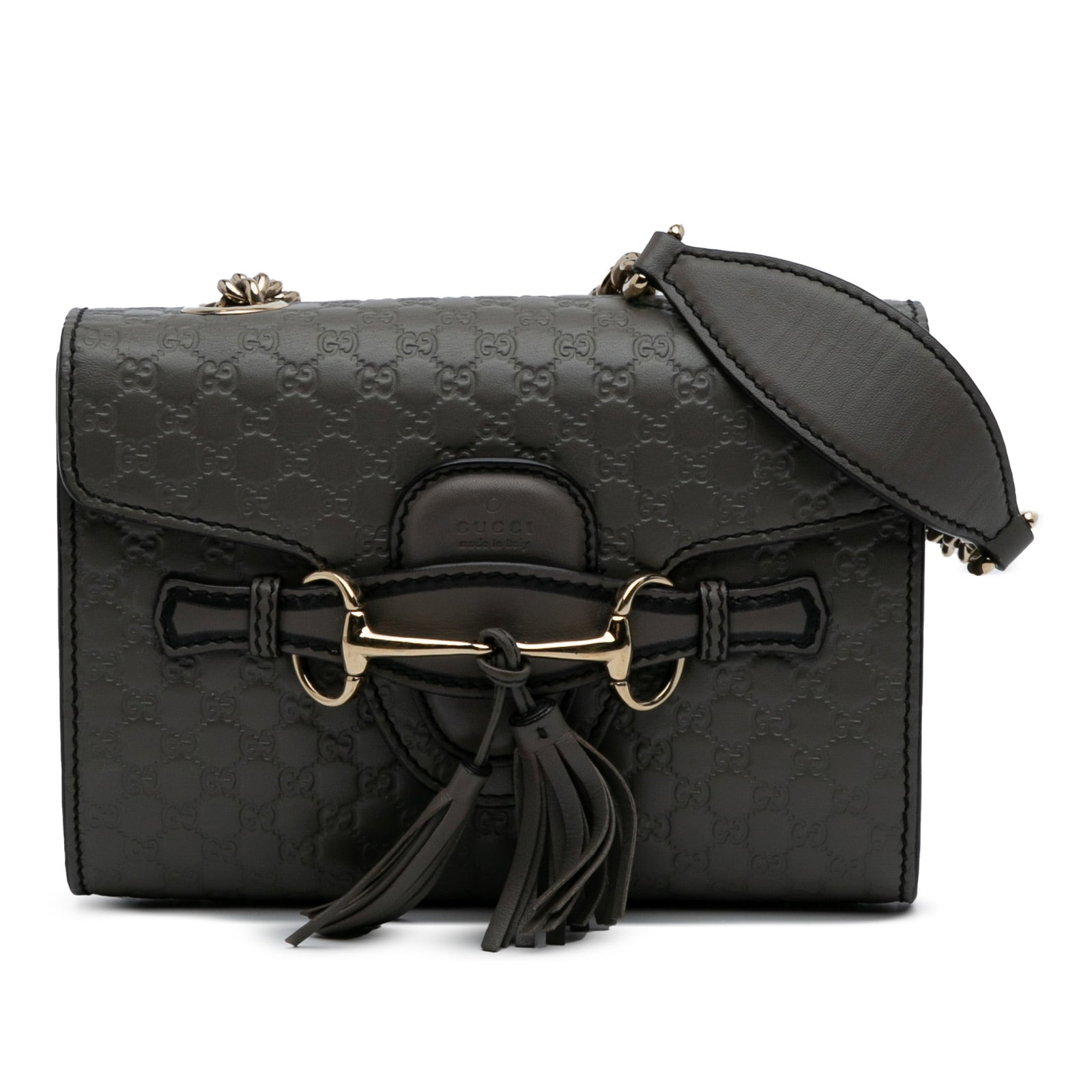 Gucci Mini Microguccissima Emily Gray Leather Crossbody Bag: Gucci Mini Microguccissima Emily Gray Leather Crossbody Bag The Gucci Mini Microguccissima Emily Crossbody is a chic and stylish bag crafted from embossed leather, showcasing a sophisticated gray hue.