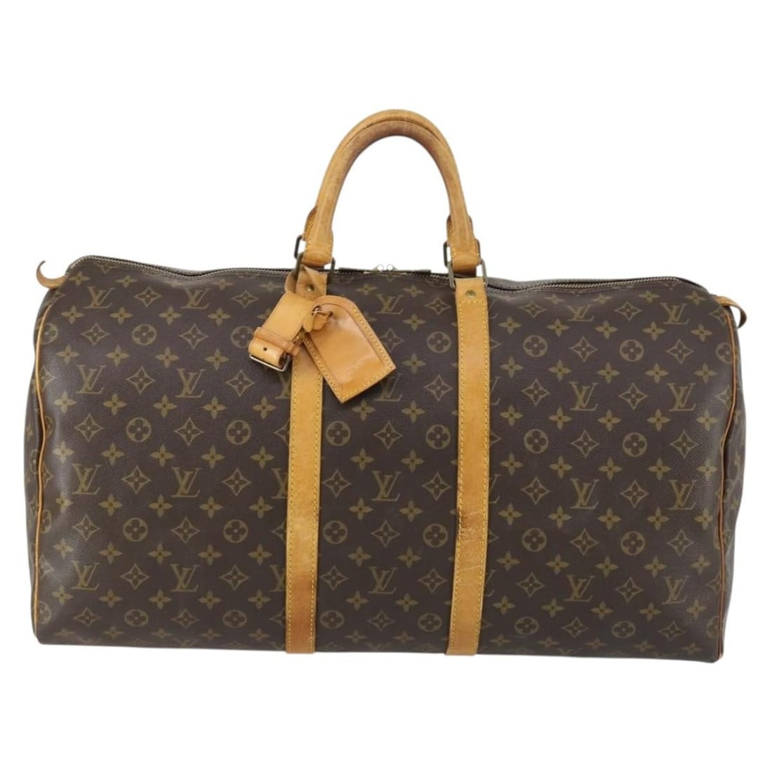 Monogram Canvas Louis Vuitton Keepall Travel Bag 55cm: Monogram Canvas Louis Vuitton Keepall Travel Bag 55cm Louis Vuitton Keepall bag crafted from monogram canvas designed for unisex use. This spacious travel bag features a brown canvas exterior with lea