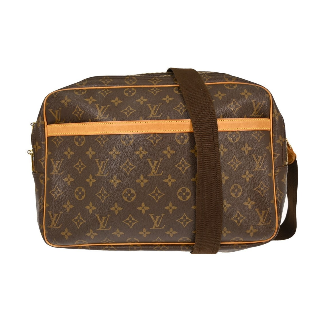 Louis Vuitton Monogram Canvas Reporter Shoulder Bag Brown: Louis Vuitton Monogram Canvas Reporter Shoulder Bag Brown This Louis Vuitton Reporter Bag features the iconic monogram canvas in brown, designed for women. The bag measures 35cm x 25cm x 15cm and is m