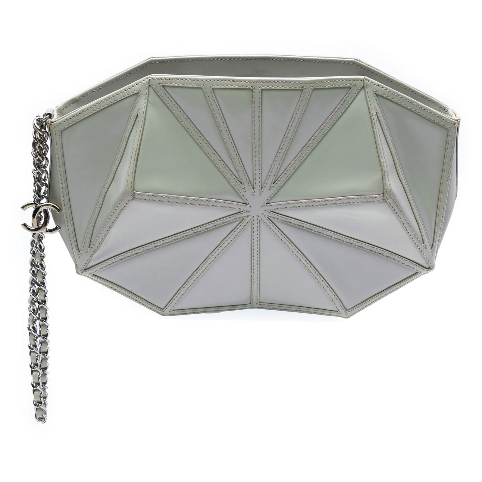 Chanel Pearlescent Lambskin White Midnight Swim Wristlet Clutch: Chanel Pearlescent Lambskin White Midnight Swim Wristlet Clutch This Chanel Pearlescent Lambskin Midnight Swim Wristlet Clutch is a stylish accessory crafted from premium lambskin leather. It features