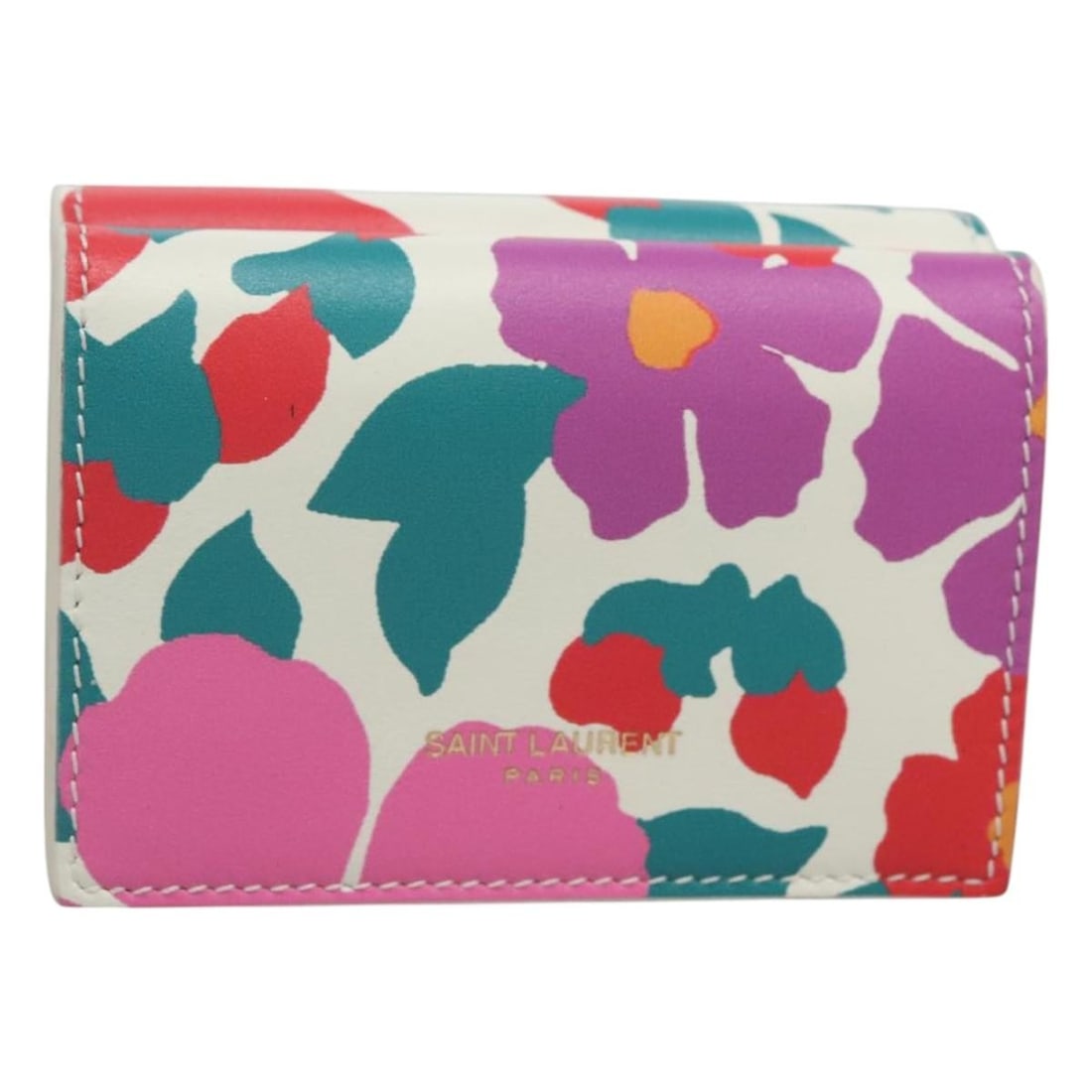 SAINT LAURENT Gold White Leather Wallet Made in Italy: SAINT LAURENT Gold White Leather Wallet Made in Italy Elevate your accessory game with this authentic SAINT LAURENT wallet, crafted from premium leather in a striking gold and white color combination.