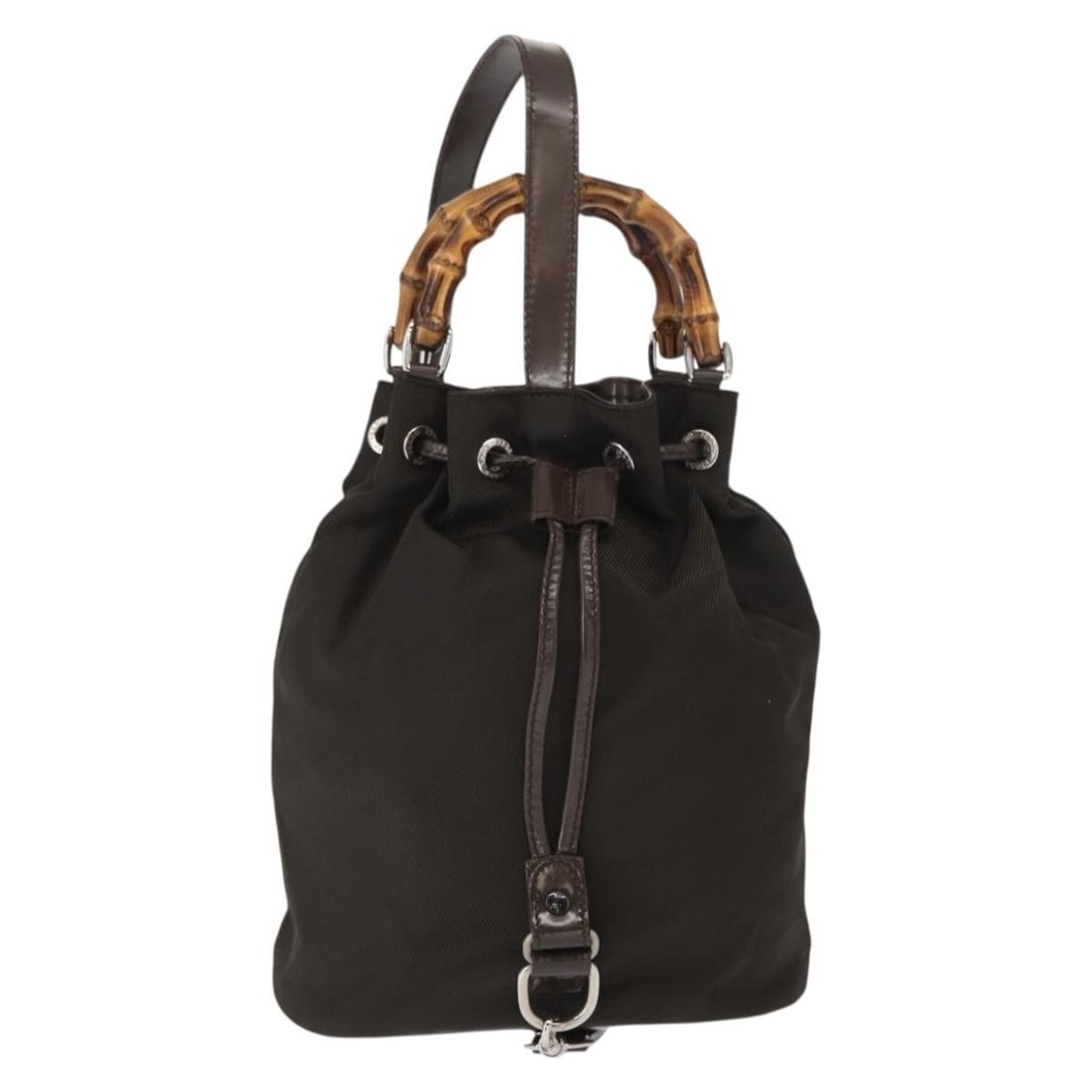 Vintage Gucci Nylon Sling Backpack with Bamboo Detail in Khaki (1 of 18)