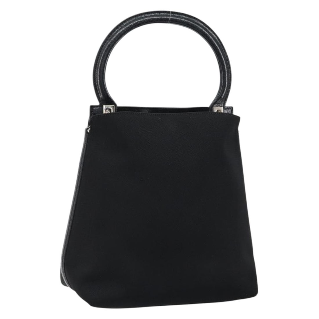 Black Nylon Vintage Bag by Salvatore Ferragamo: Black Nylon Vintage Bag by Salvatore Ferragamo This Salvatore Ferragamo vintage handbag is crafted from black nylon and designed for women. It features metal fittings and a spacious interior with pock