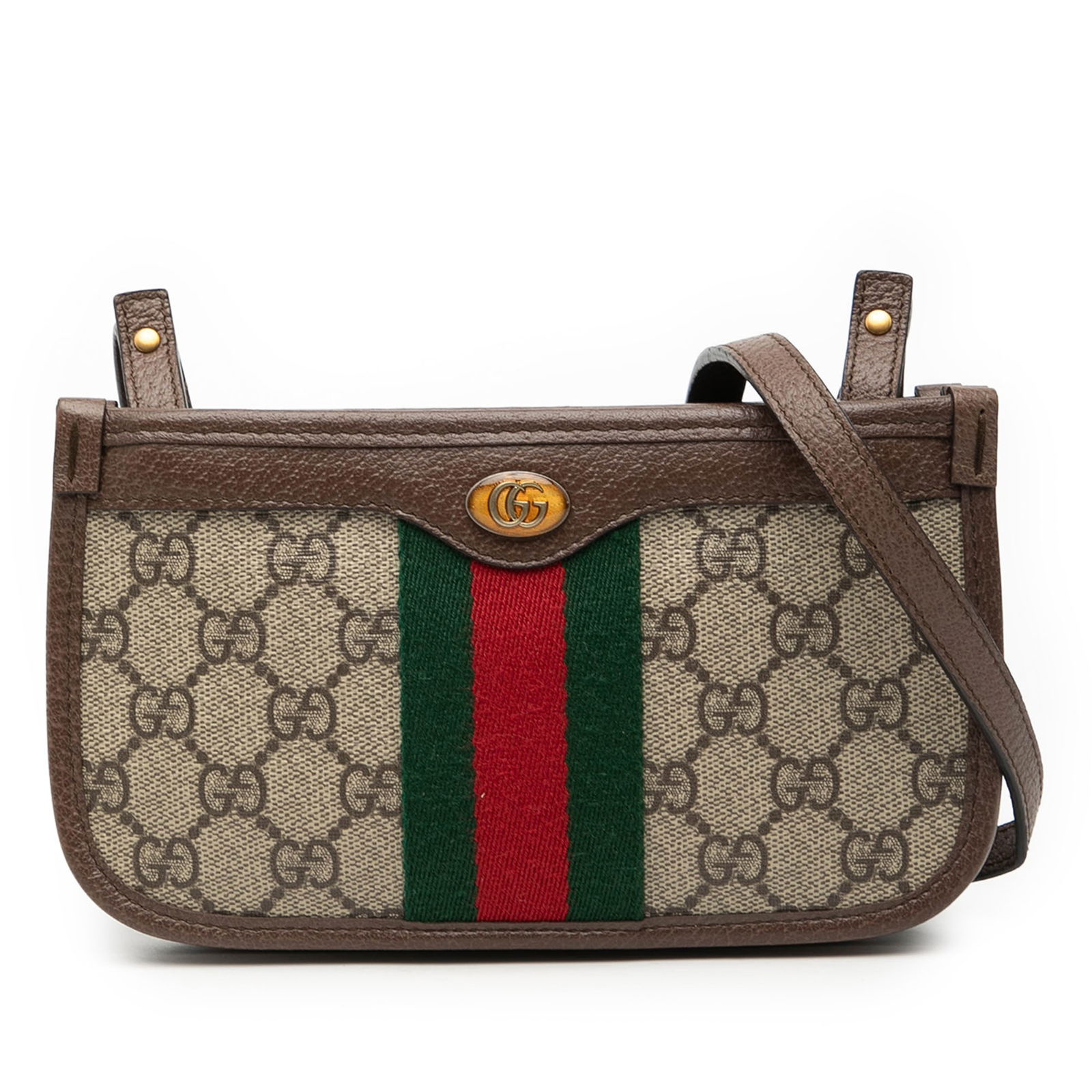 Gucci Ophidia Brown GG Supreme Canvas Crossbody Bag with Web Stripe (1 of 8)