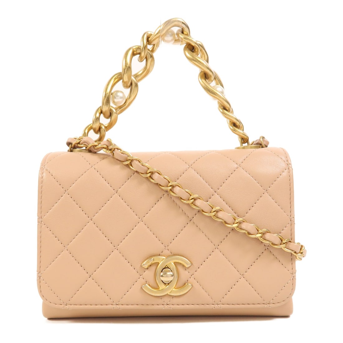 Chanel Calfskin Leather 2way Shoulder Bag AS2638 Nude Pink Gold Hardware (1 of 18)