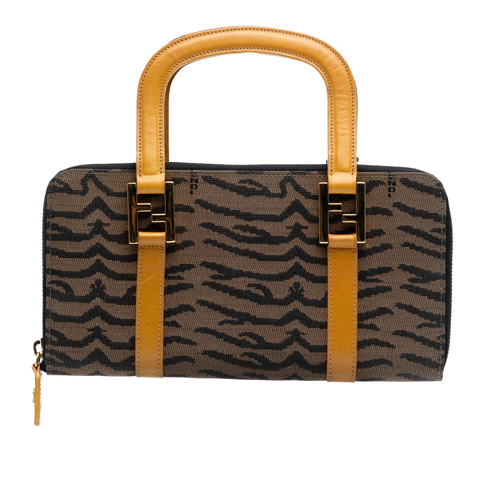 Fendi Zebra Print Canvas Twins Handbag with Leather Trim (1 of 7)