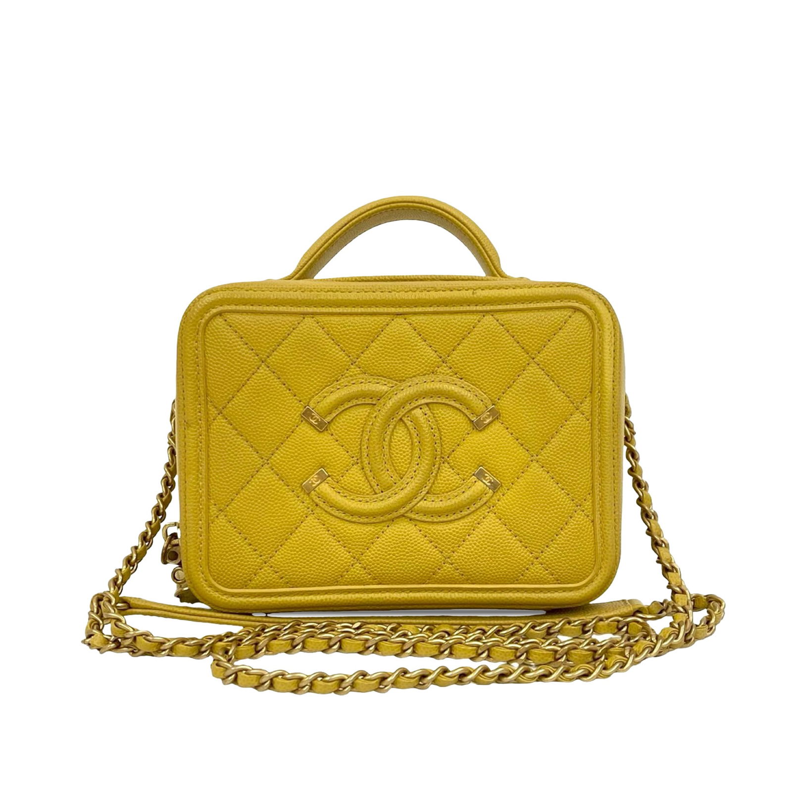 Chanel CC Filigree Small Caviar Leather Vanity Satchel with Chain Strap (1 of 10)