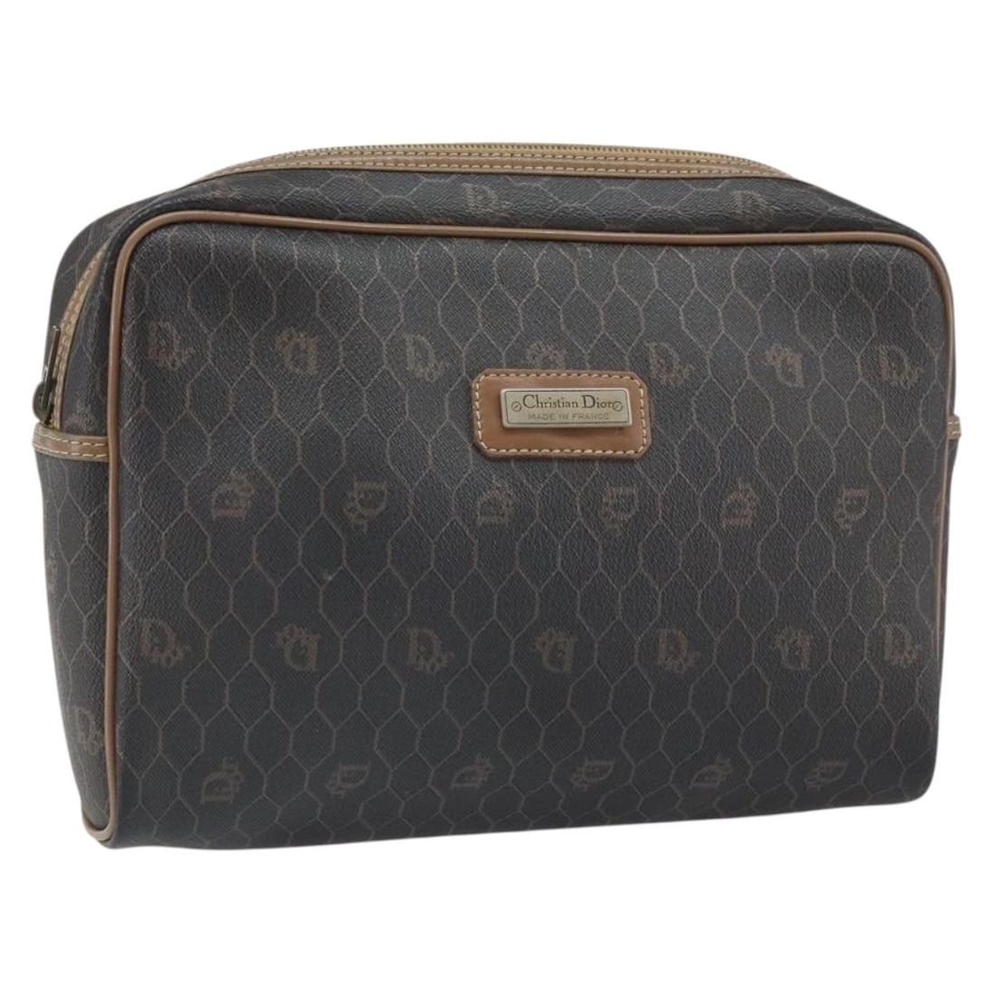 Black Honeycomb Canvas PVC Clutch Bag by Christian Dior: Black Honeycomb Canvas PVC Clutch Bag by Christian Dior This Christian Dior clutch bag features a black honeycomb canvas exterior combined with PVC leather. Designed as a compact clutch, it measures a