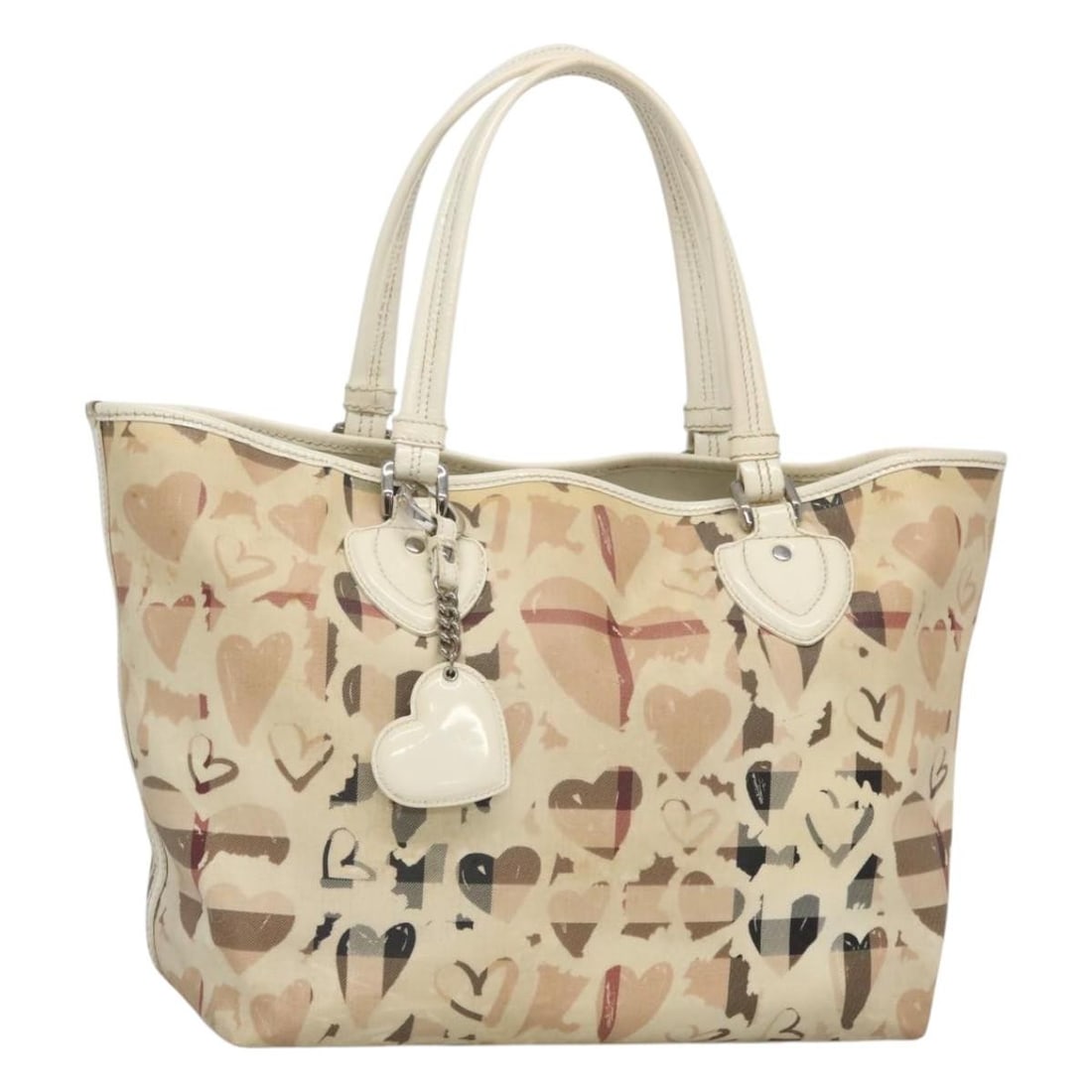 Burberry Nova Check Tote Bag PVC Ivory Silver Made in Italy: Burberry Nova Check Tote Bag PVC Ivory Silver Made in Italy This BURBERRY Nova Check Tote Bag is a stylish and functional accessory crafted in Italy. Made from durable PVC leather, it features an eleg