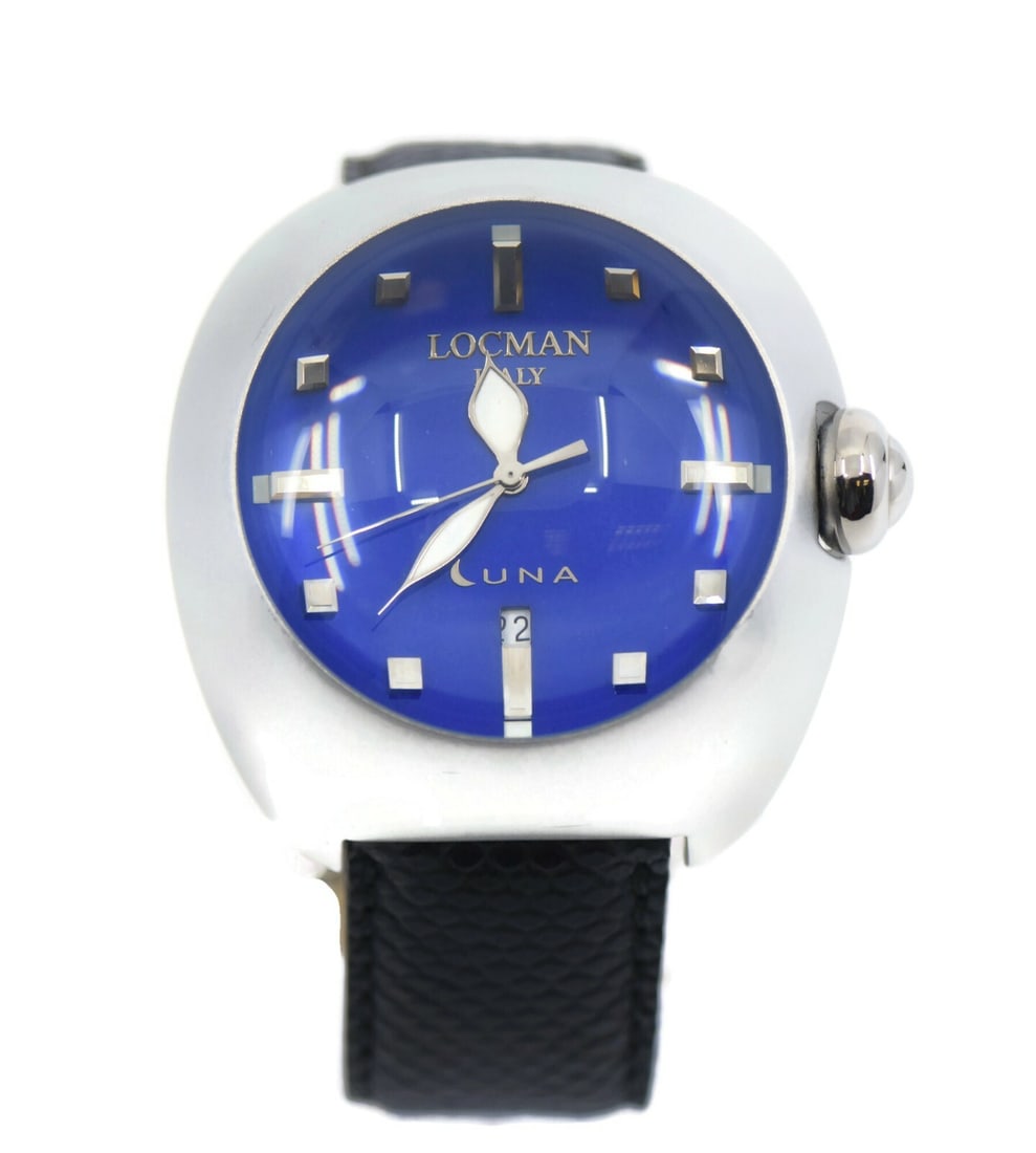 Locman Luna Aluminum Watch 50mm Quartz Leather Band Authentic (1 of 3)