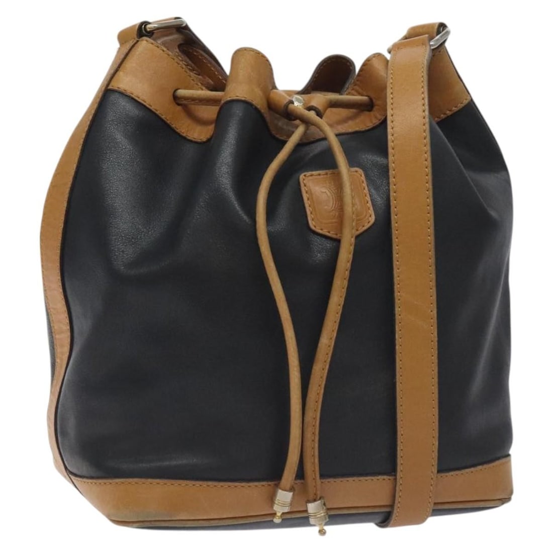 CELINE Black Gold Leather Shoulder Bag Italy BA3171 (1 of 18)