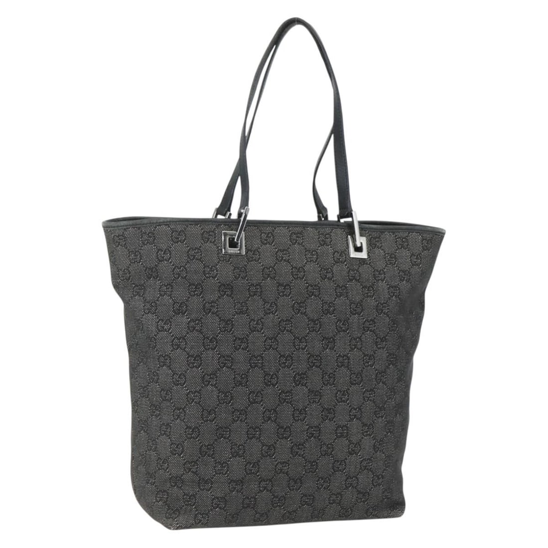 GUCCI GG Canvas Black Silver Tote Bag Auth Italy 31243 (1 of 18)