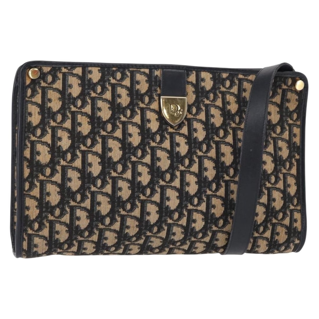 Christian Dior Trotter Canvas Shoulder Bag Navy Gold Authentic: Christian Dior Trotter Canvas Shoulder Bag Navy Gold Authentic Introducing the Christian Dior Trotter Canvas Shoulder Bag, a chic accessory that embodies elegance and style. Crafted in France, this sh