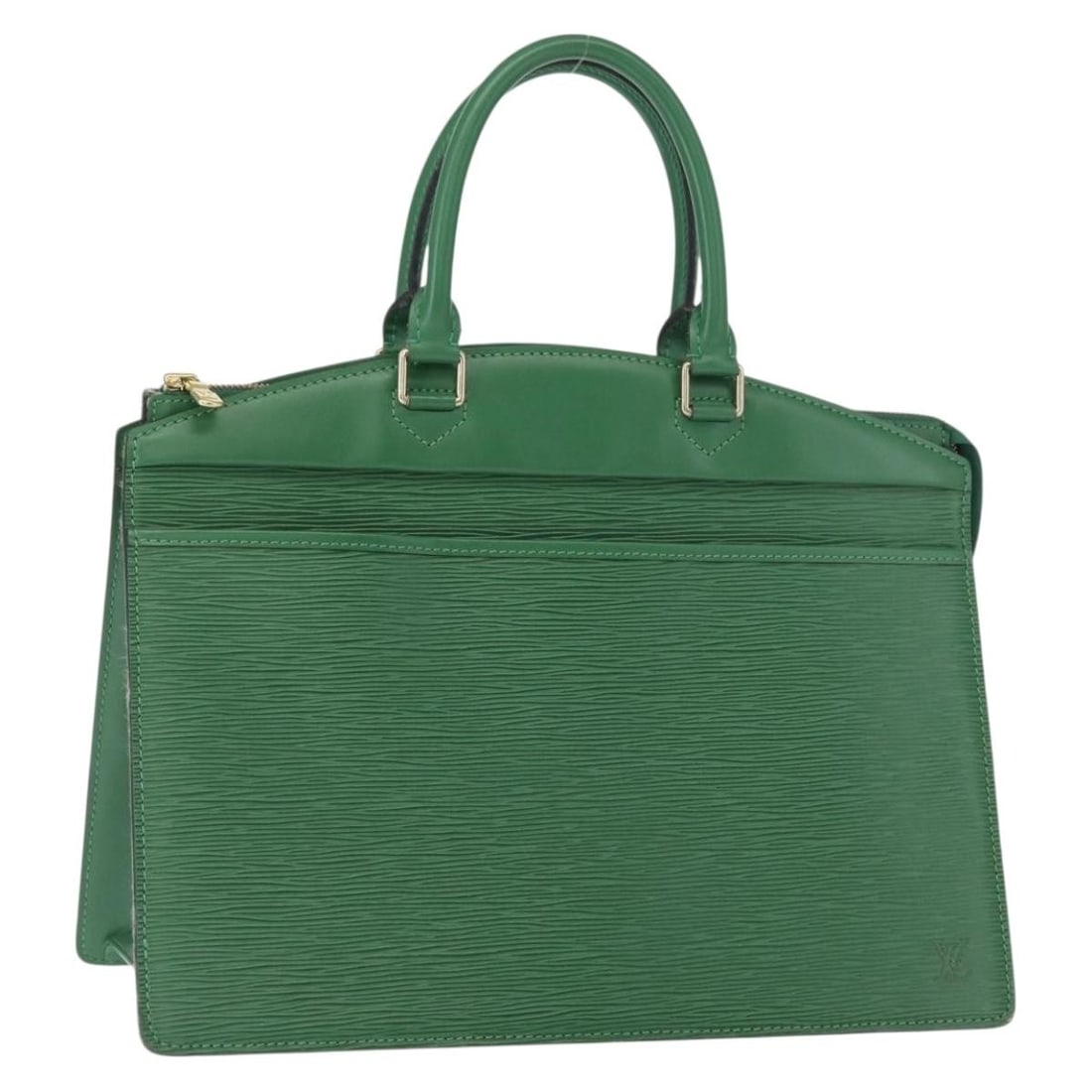 Green Epi Leather Riviera Handbag by Louis Vuitton Model M48184: Green Epi Leather Riviera Handbag by Louis Vuitton Model M48184 This Louis Vuitton Epi Riviera handbag features a green Epi leather exterior with classic structured lines. Designed as a hand bag, it i