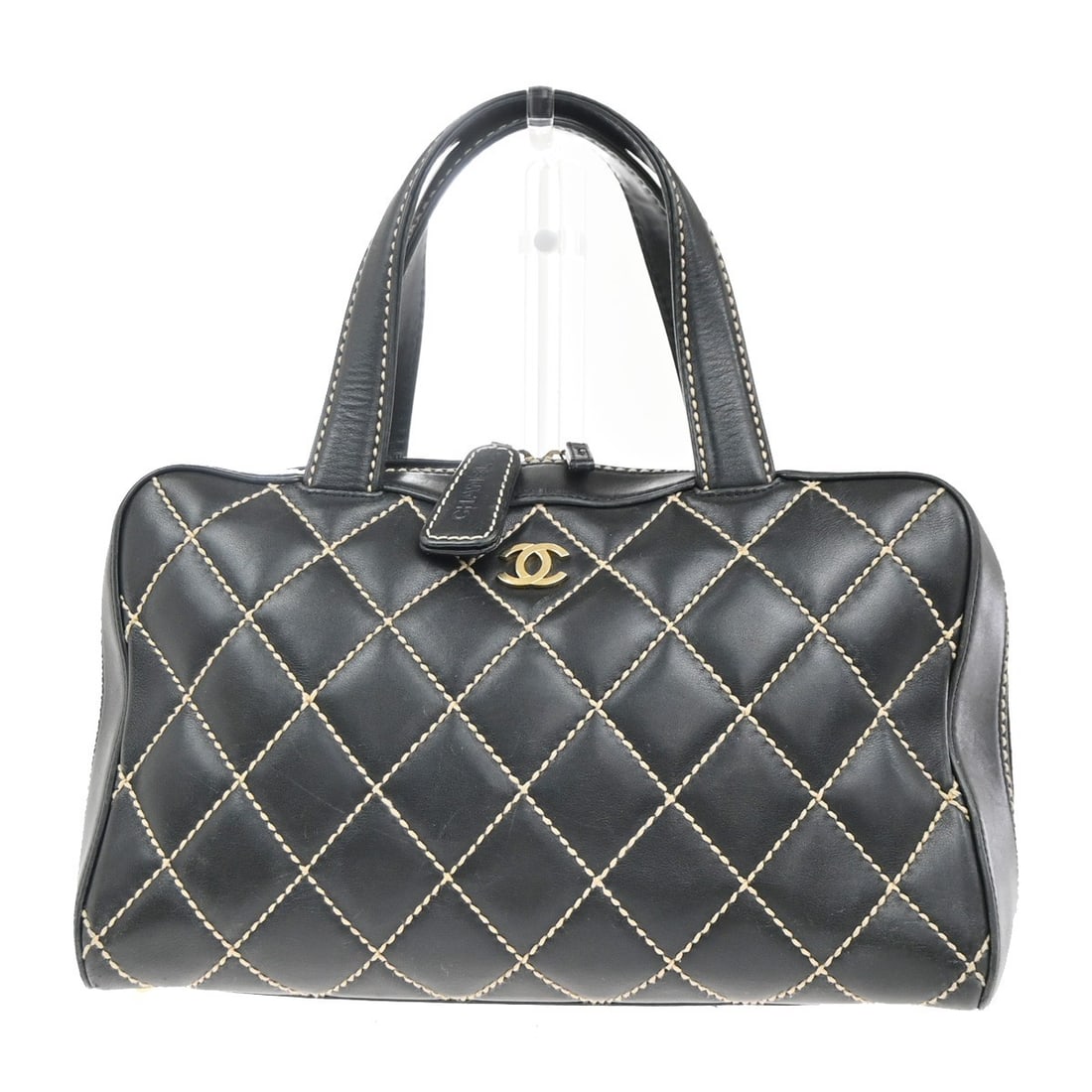 Chanel Surpique Quilted Leather Boston Bag Black 33cm (1 of 16)