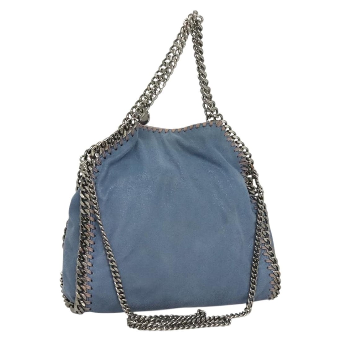 Falabella Fold Over Blue Suede Crossbody Bag by Stella McCartney: Falabella Fold Over Blue Suede Crossbody Bag by Stella McCartney The Stella McCartney Falabella Fold Over Crossbody Bag features a blue suede exterior, designed for women. This Italian-made bag showca