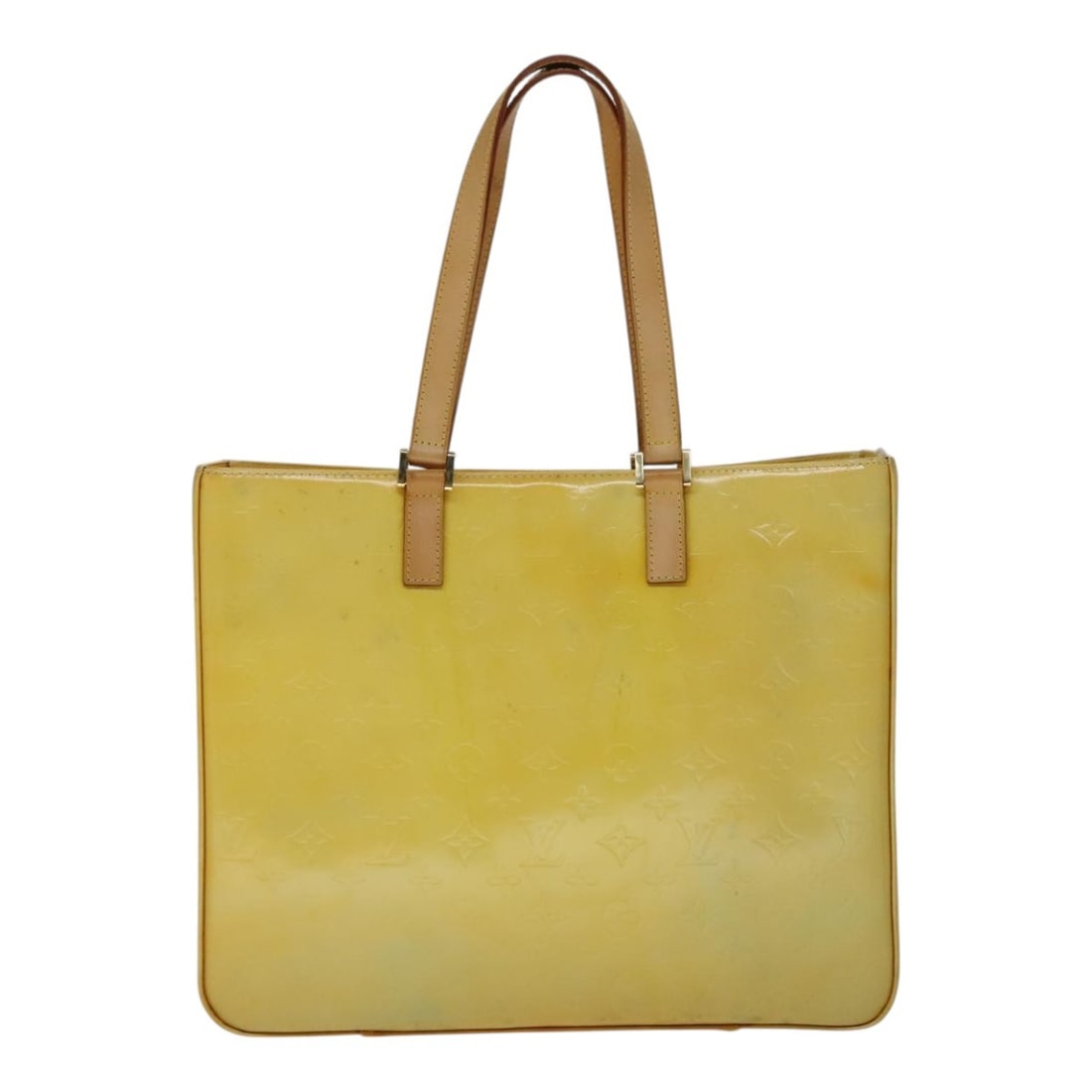 Yellow Patent Leather Louis Vuitton Columbus Tote Bag 37cm: Yellow Patent Leather Louis Vuitton Columbus Tote Bag 37cm This Louis Vuitton Columbus handbag for women features a yellow patent leather exterior with classic Monogram Vernis finish. The bag measures