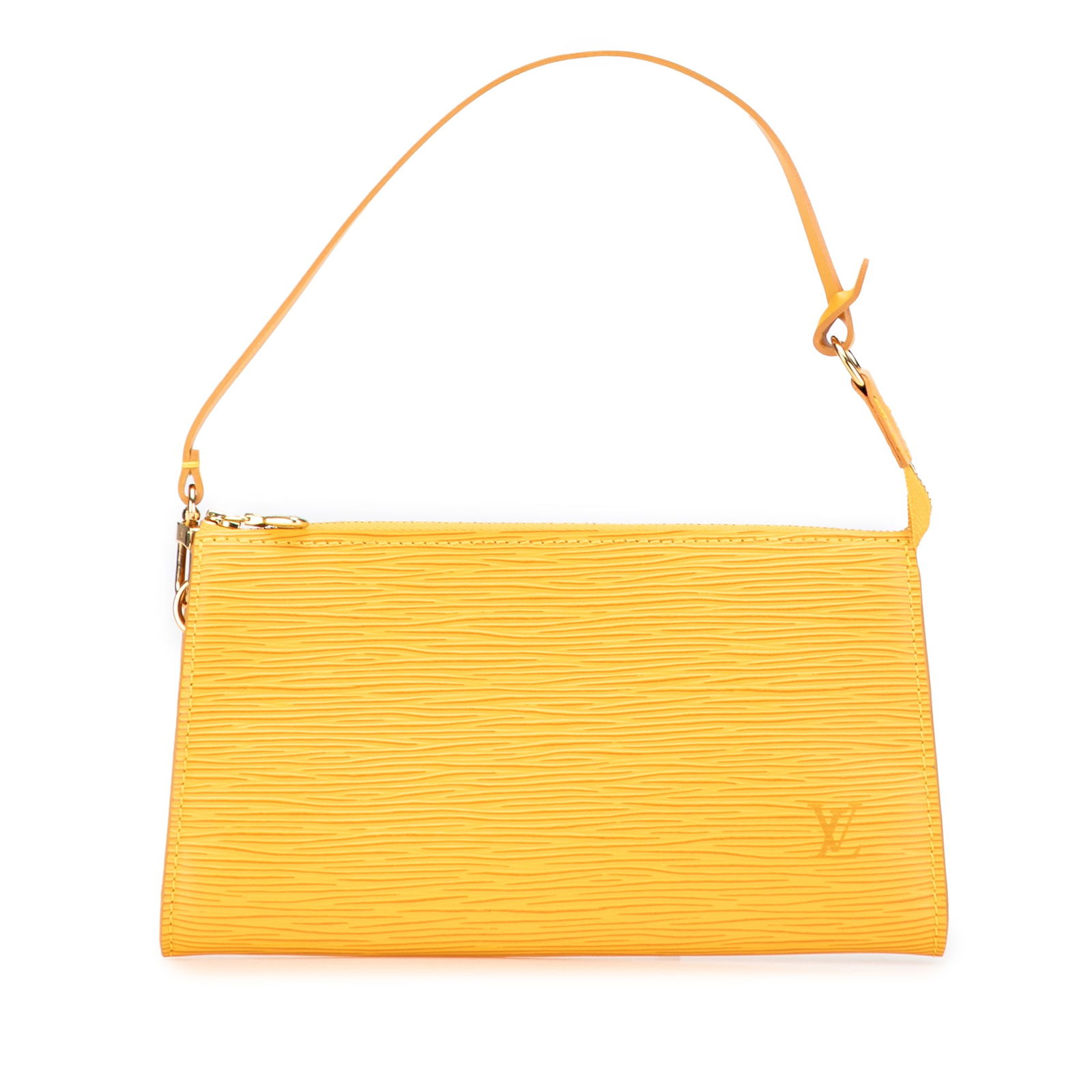 Louis Vuitton Epi Pochette Accessoires Yellow Leather Bag: Louis Vuitton Epi Pochette Accessoires Yellow Leather Bag The Louis Vuitton Epi Pochette Accessoires is a stylish and practical bag made from durable epi leather. It features a flat shoulder strap for