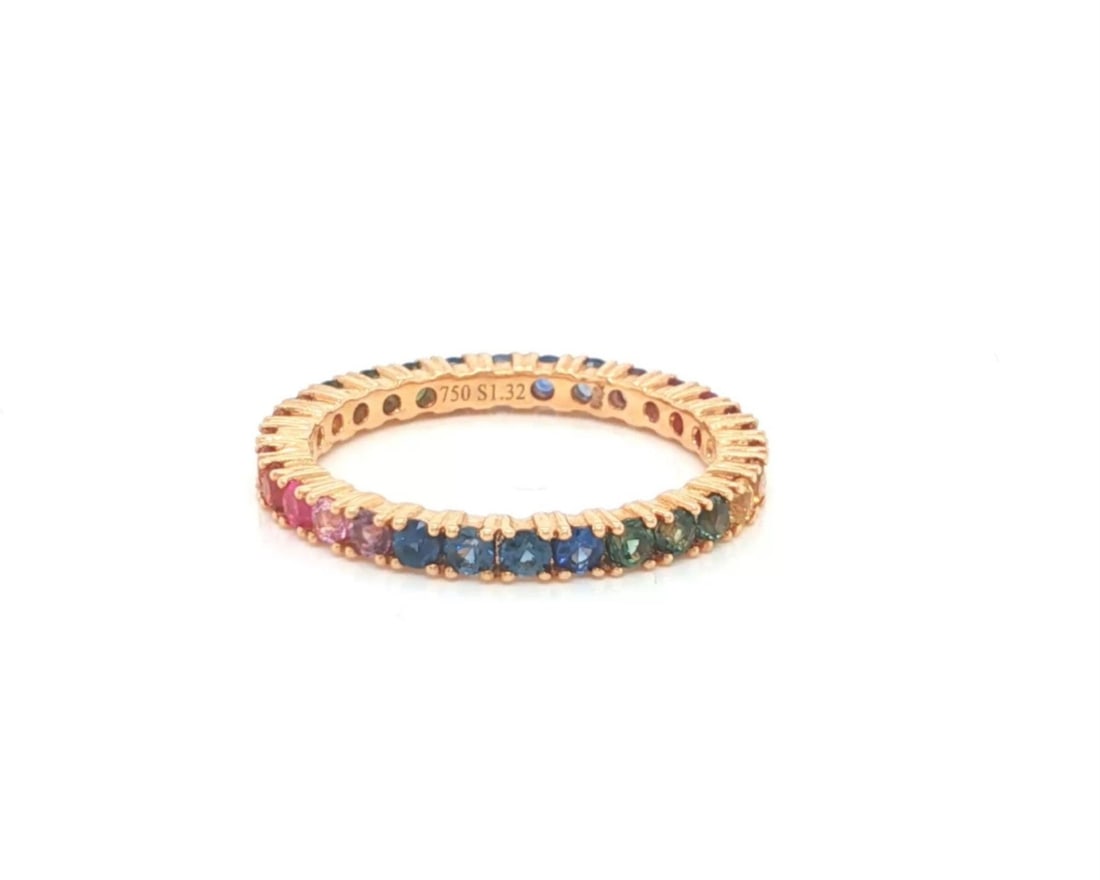 1.32ct Multicolor Sapphire Eternity Band in 18K Rose Gold Size 6.5 (1 of 5)