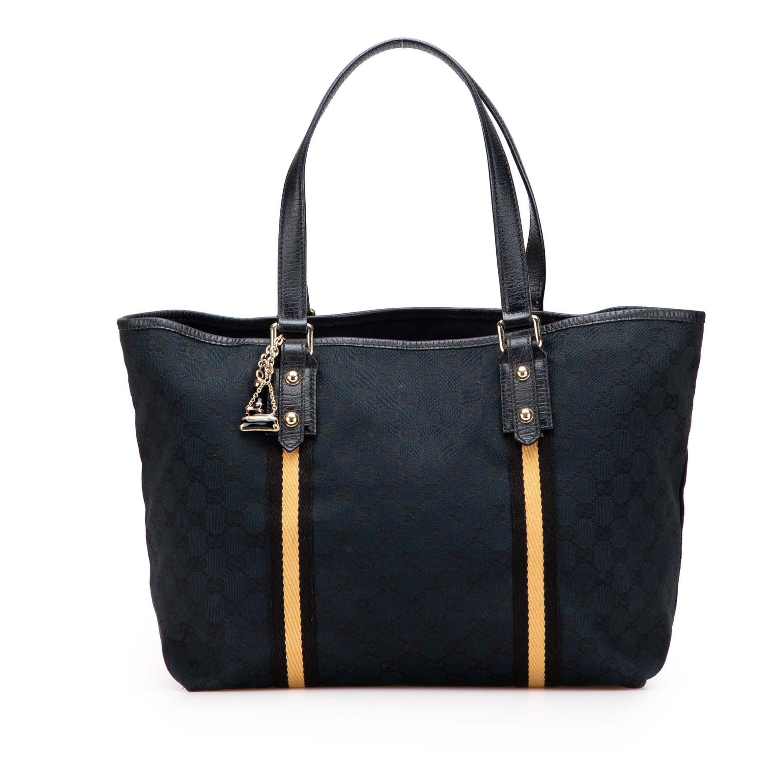 Gucci Black GG Canvas Jolicoeur Tote Bag with Leather Trim: Gucci Black GG Canvas Jolicoeur Tote Bag with Leather Trim The Gucci Large GG Canvas Jolicoeur Tote is a stylish and functional accessory crafted from durable canvas with elegant leather trim. This to