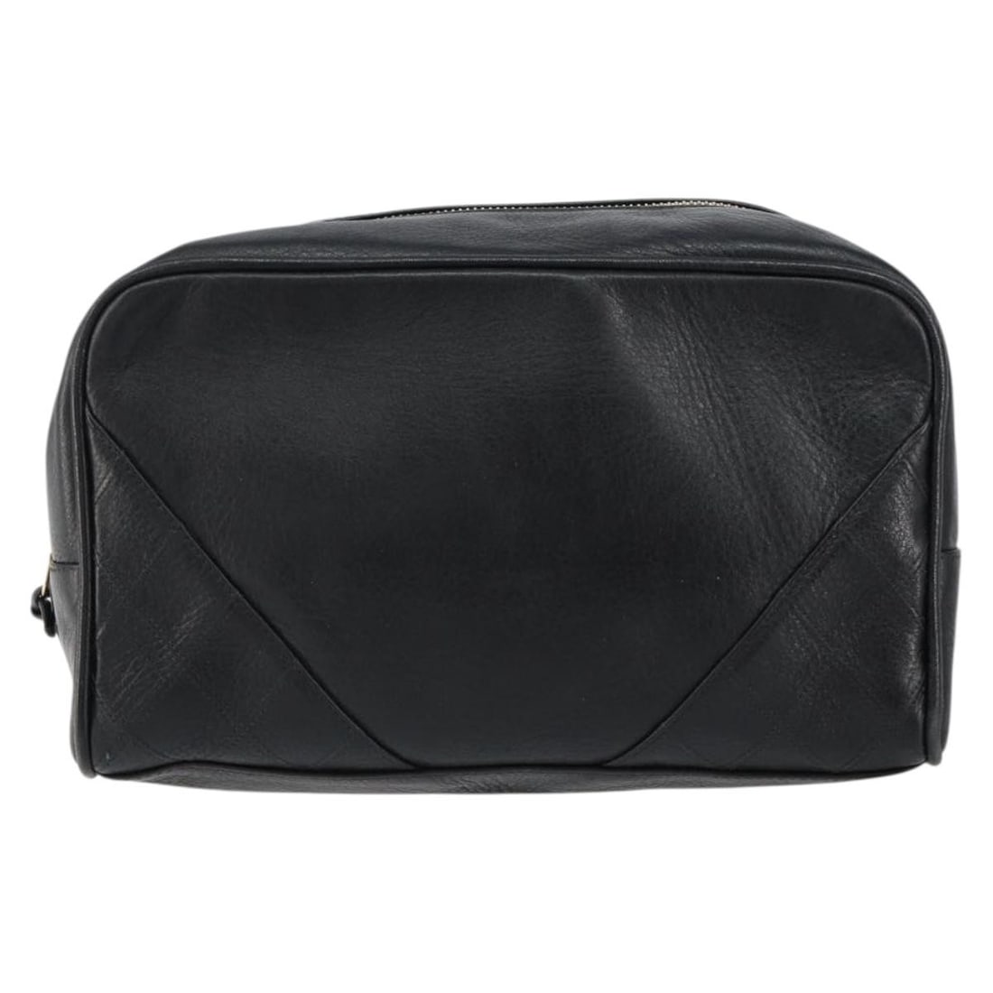 Chanel Black Lambskin Leather Vintage Toiletry Bag 24cm: Chanel Black Lambskin Leather Vintage Toiletry Bag 24cm This vintage Chanel toiletry pouch is crafted from black lambskin leather designed for unisex use. It features a compact design suitable for car