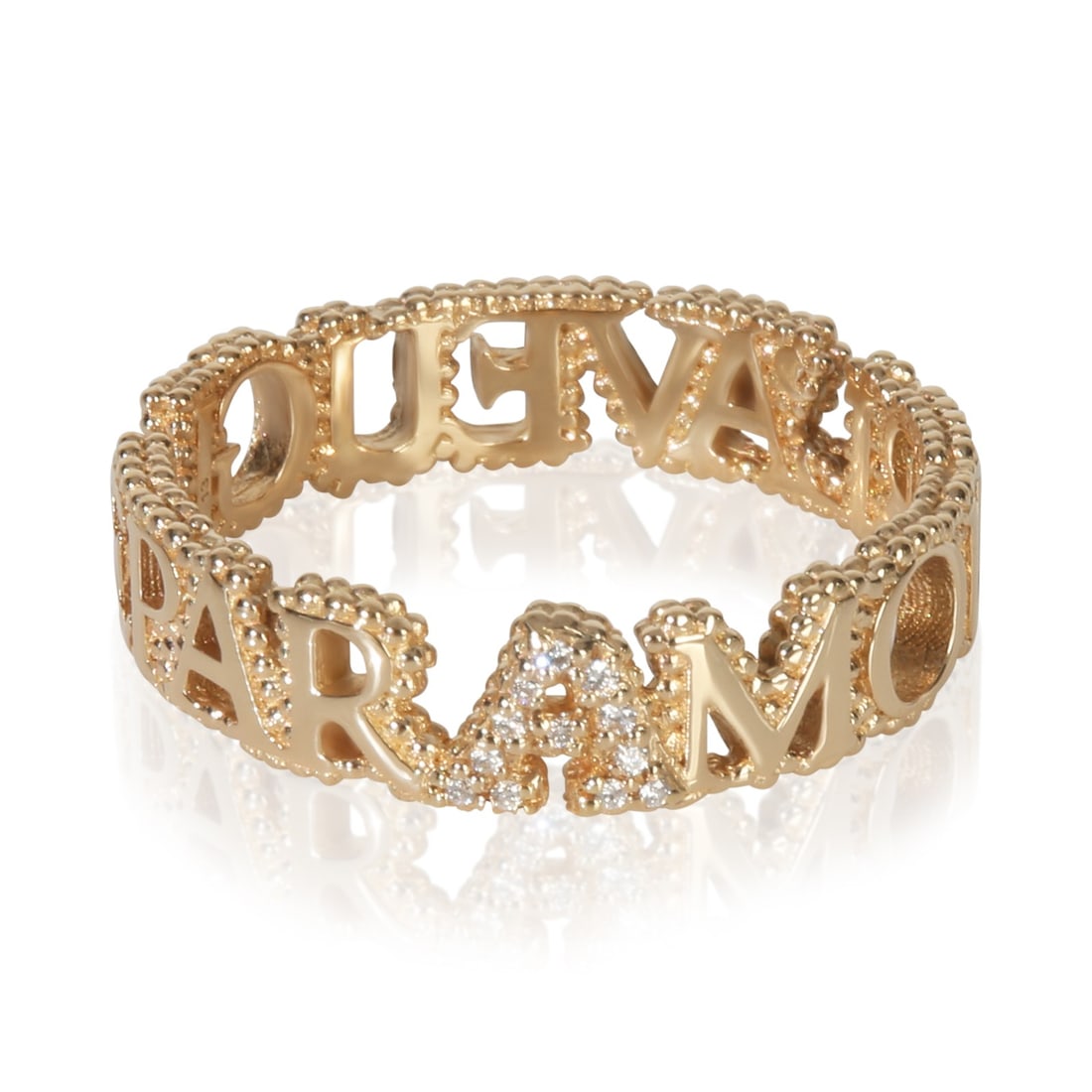 L'Aveugle Par Amour 18k Yellow Gold Diamond Ring by Gucci Size 6.5: L'Aveugle Par Amour 18k Yellow Gold Diamond Ring by Gucci Size 6.5 This Gucci L'Aveugle Par Amour ring is crafted in 18k yellow gold and features round brilliant diamonds with a total carat weight of