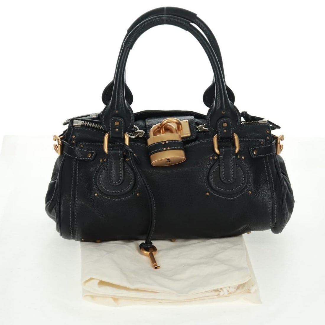 Chloe Paddington Black Leather Handbag with Gold and Silver Accents - 12